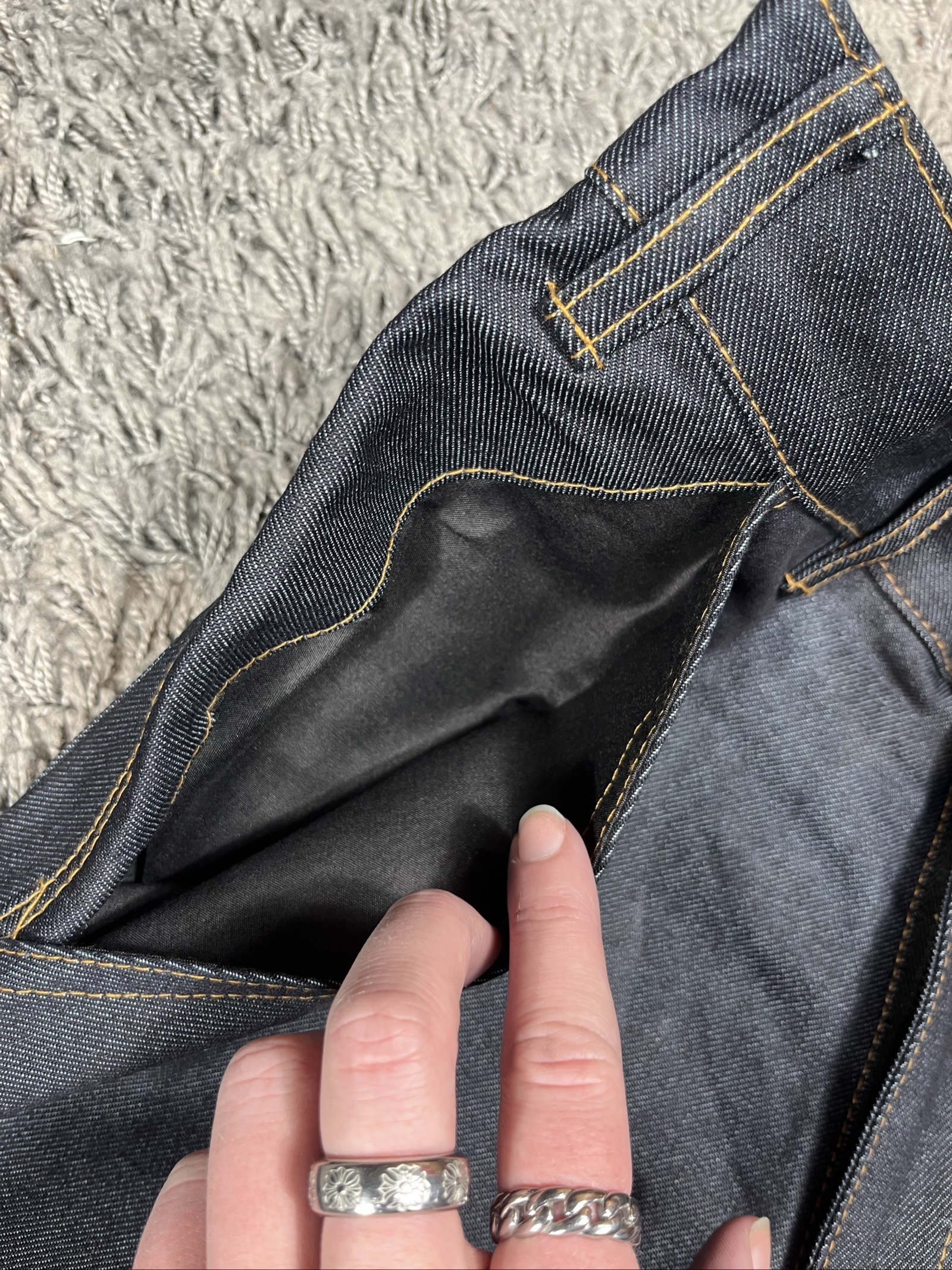 Carhartt reworked Dark Denim Workwear Jeans 34 Relaxed Fit Heavyweight Cotton image 3
