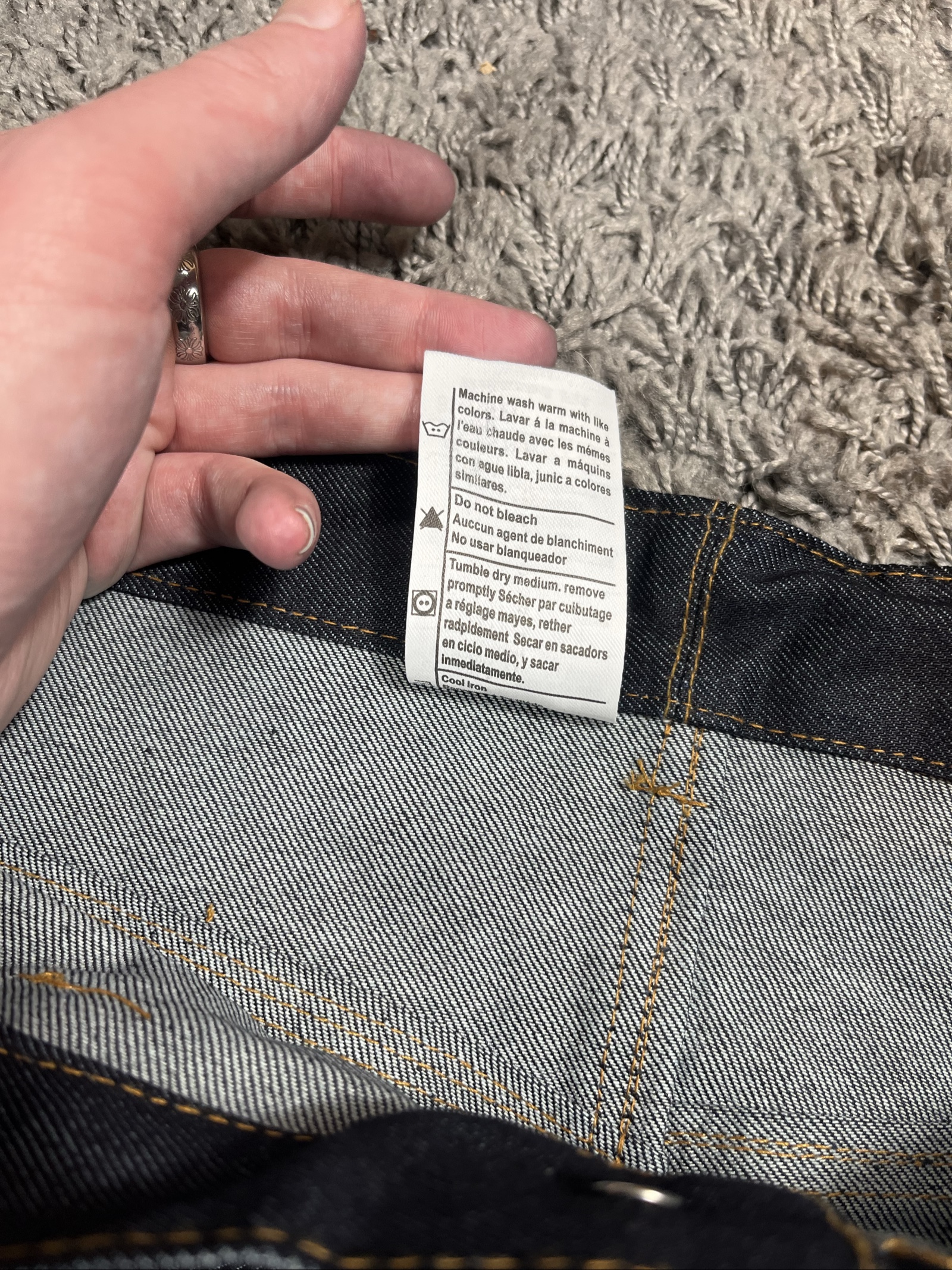 Carhartt reworked Dark Denim Workwear Jeans 34 Relaxed Fit Heavyweight Cotton image 5