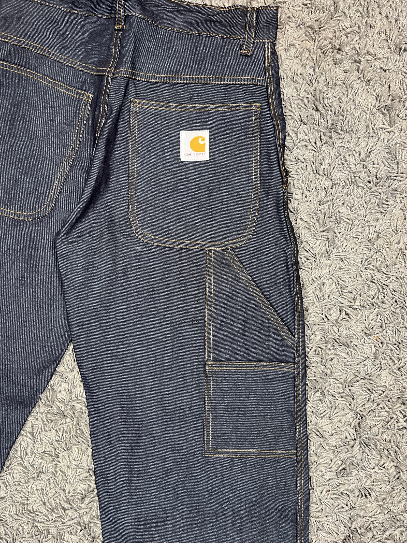 Carhartt reworked Dark Denim Workwear Jeans 34 Relaxed Fit Heavyweight Cotton image 7
