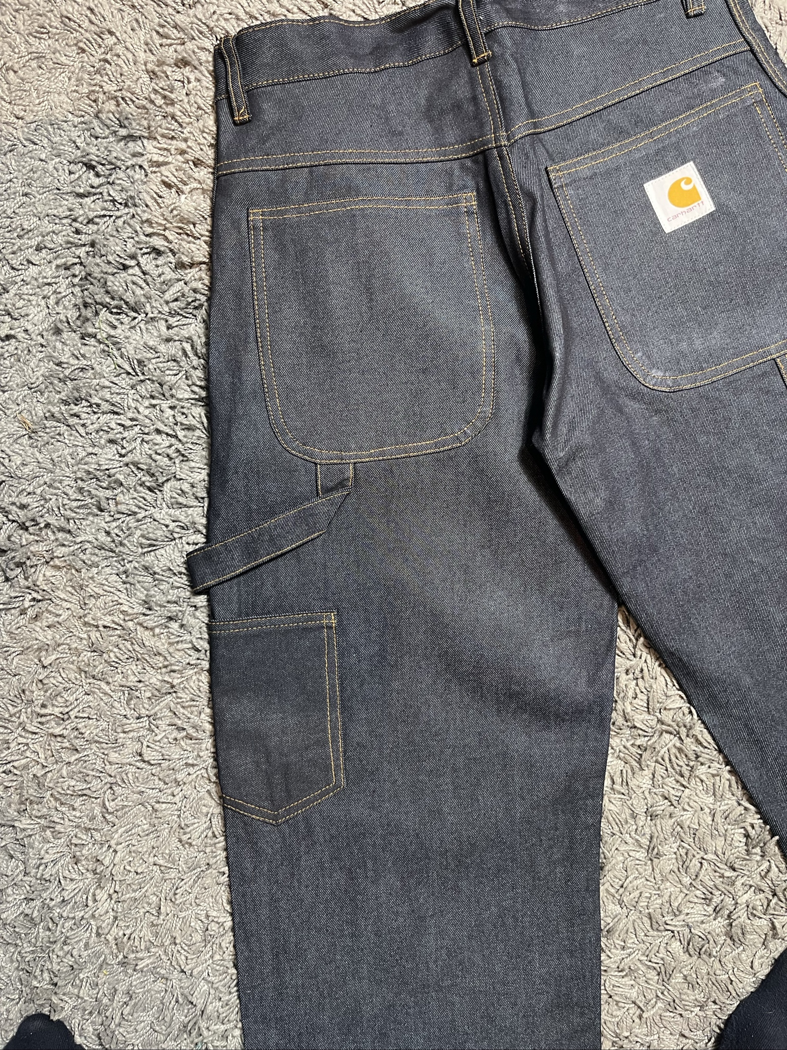Carhartt reworked Dark Denim Workwear Jeans 34 Relaxed Fit Heavyweight Cotton image 8