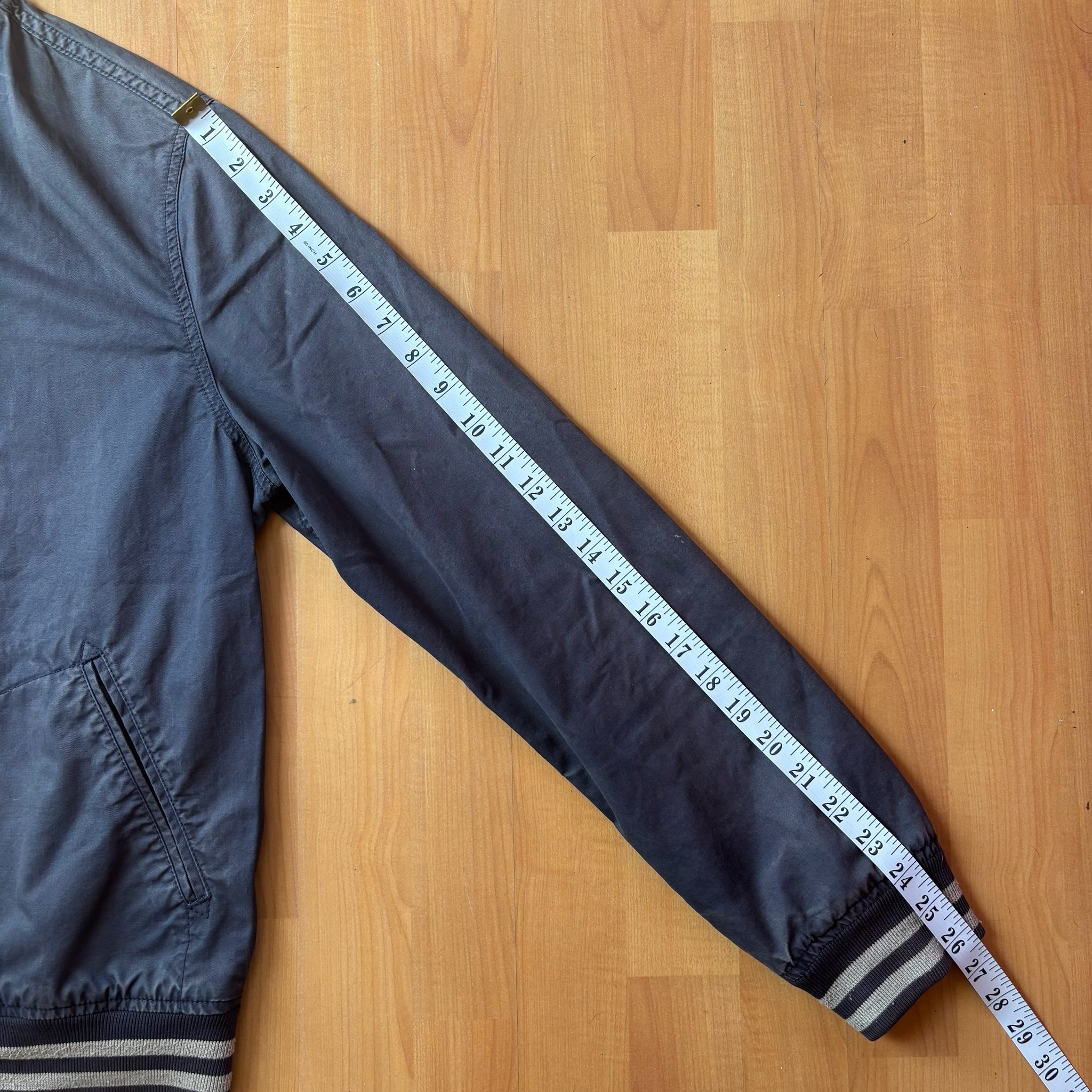 Vintage Faded Hartford Navy Blue Bomber Jacket Medium Striped Rib Cuffs image 4