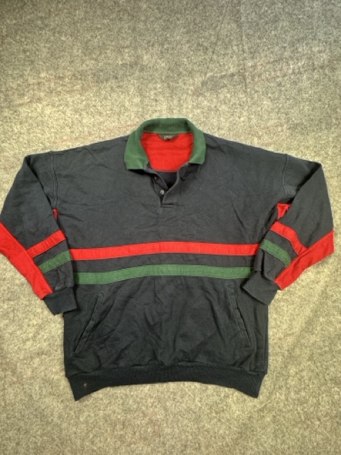 St Michael Black, Red & Green Rugby Sweatshirt Large