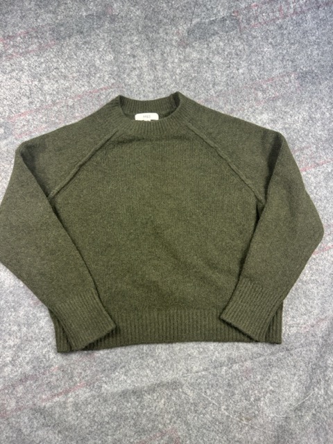 M&S Olive Green Wool Blend Crewneck Sweater M
