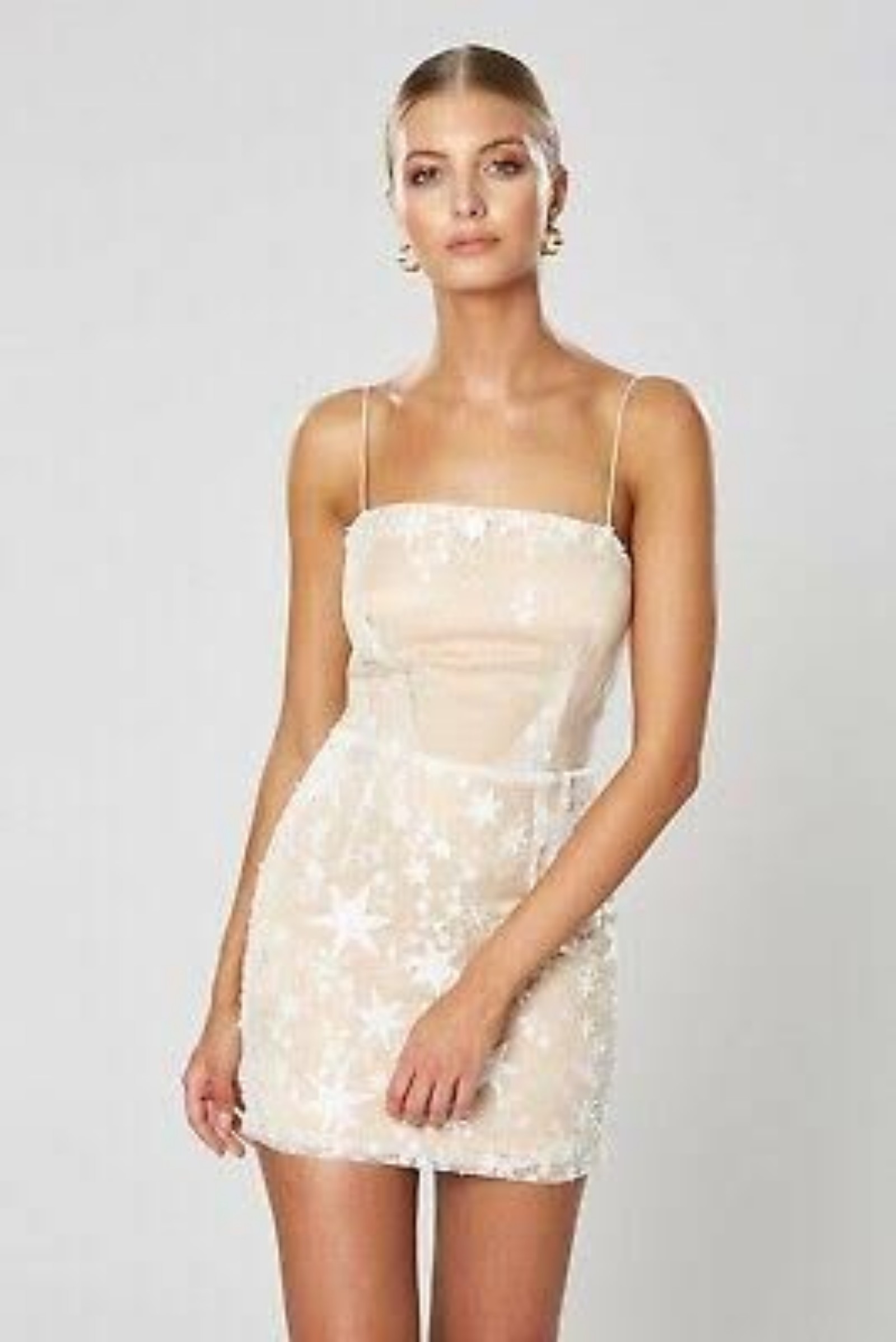 Winona White & Nude Twinkle Star Embroidered Mini Dress XL
