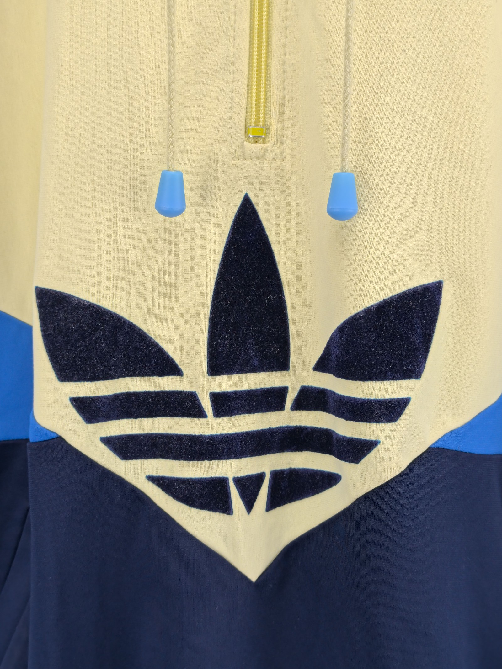 Adidas Vintage Hoodie XL Pullover Windbreaker Gelb Blau Herren 80er 90er Austria image 2