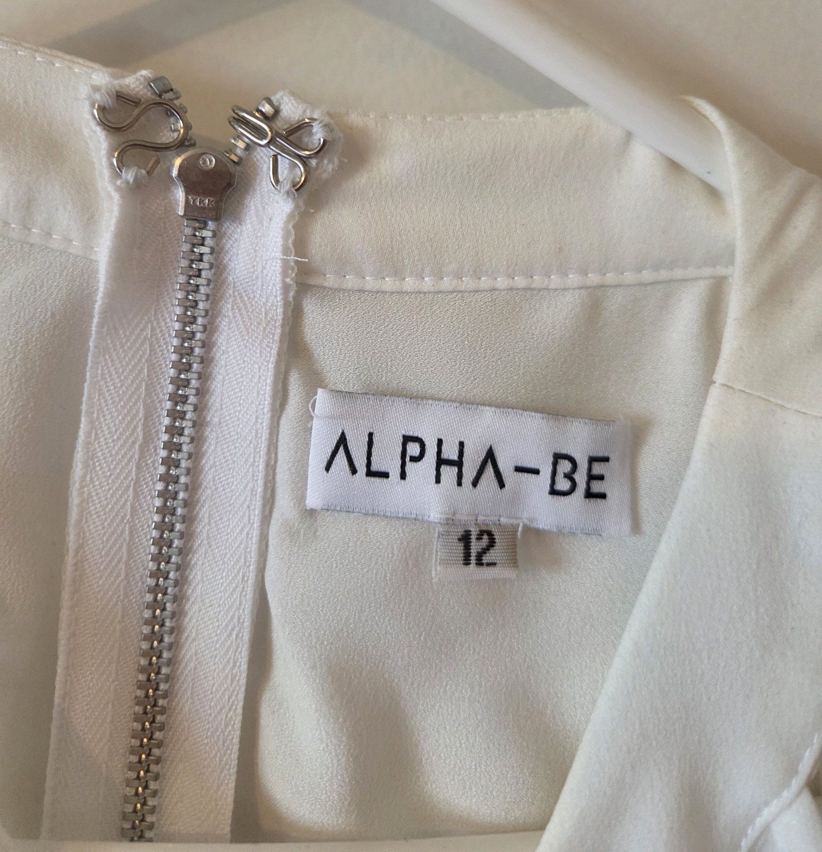 ALPHA-BE White Pearl Embellished Lace Overlay Dress Size 12 image 4