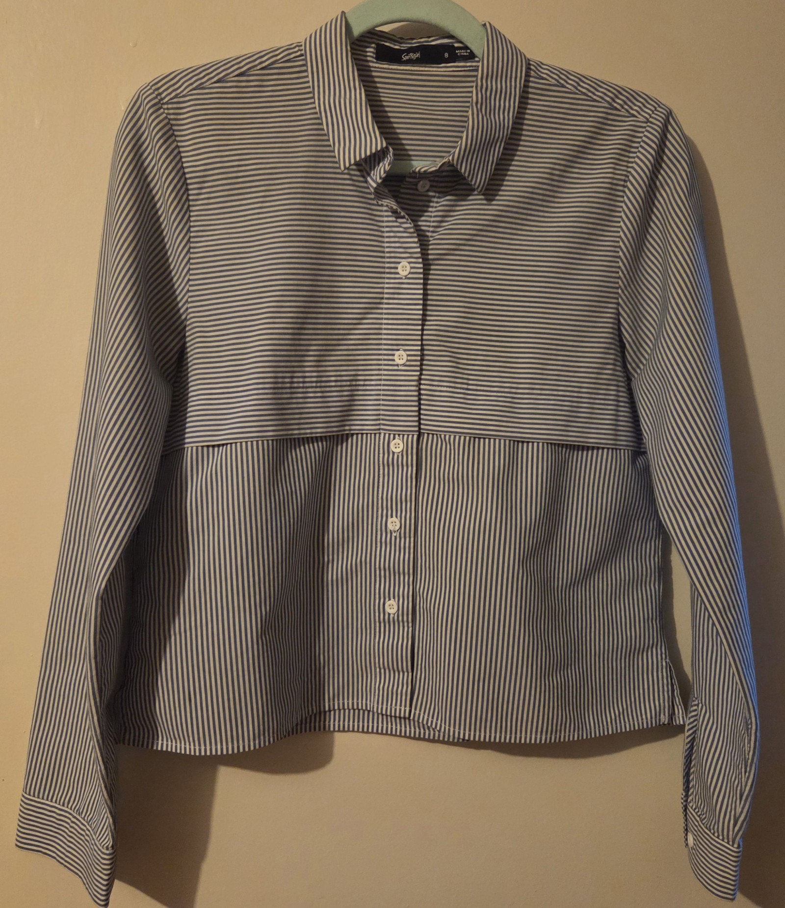 Sportsgirl Blue & White Stripe Button-Up Shirt Size 8