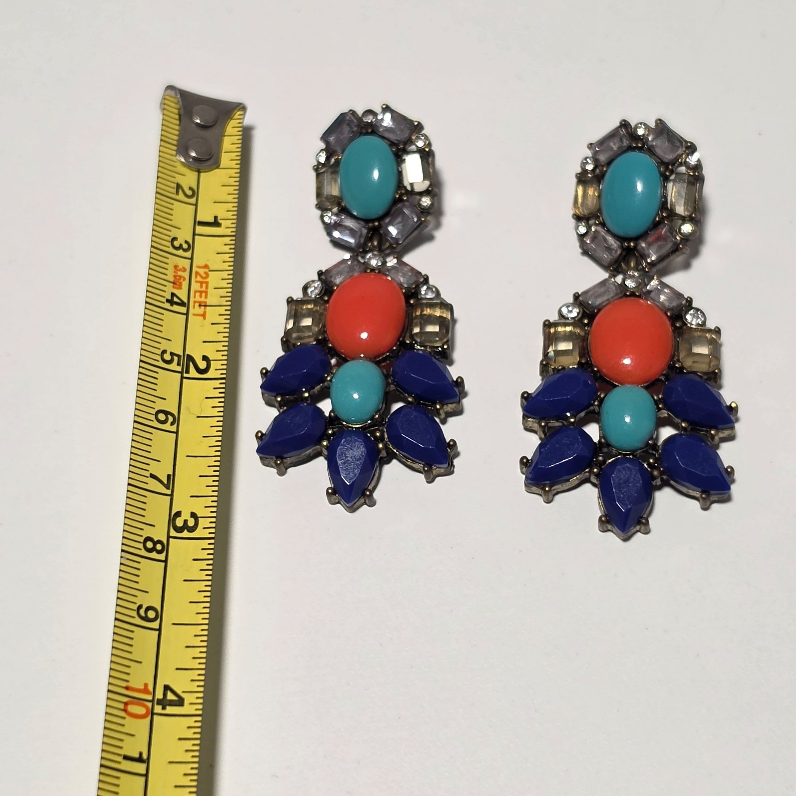 Costume Multi-Coloured Statement Drop Earrings image 2