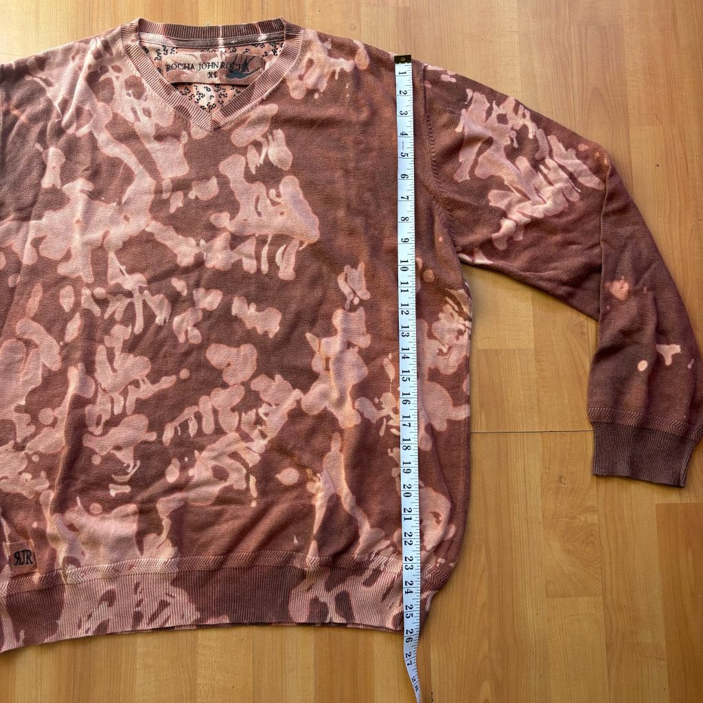 Rocha John Rocha Brown & Beige Patterned V-Neck Jumper XL Cotton Blend