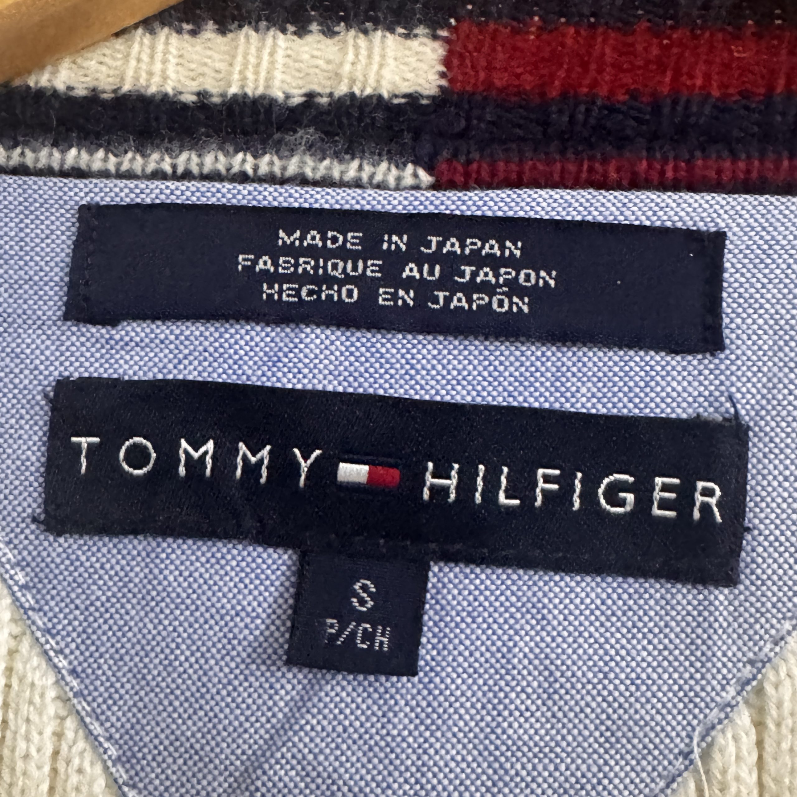 Tommy Hilfiger Cream Ribbed V-Neck Sweater Medium 2714 image 6