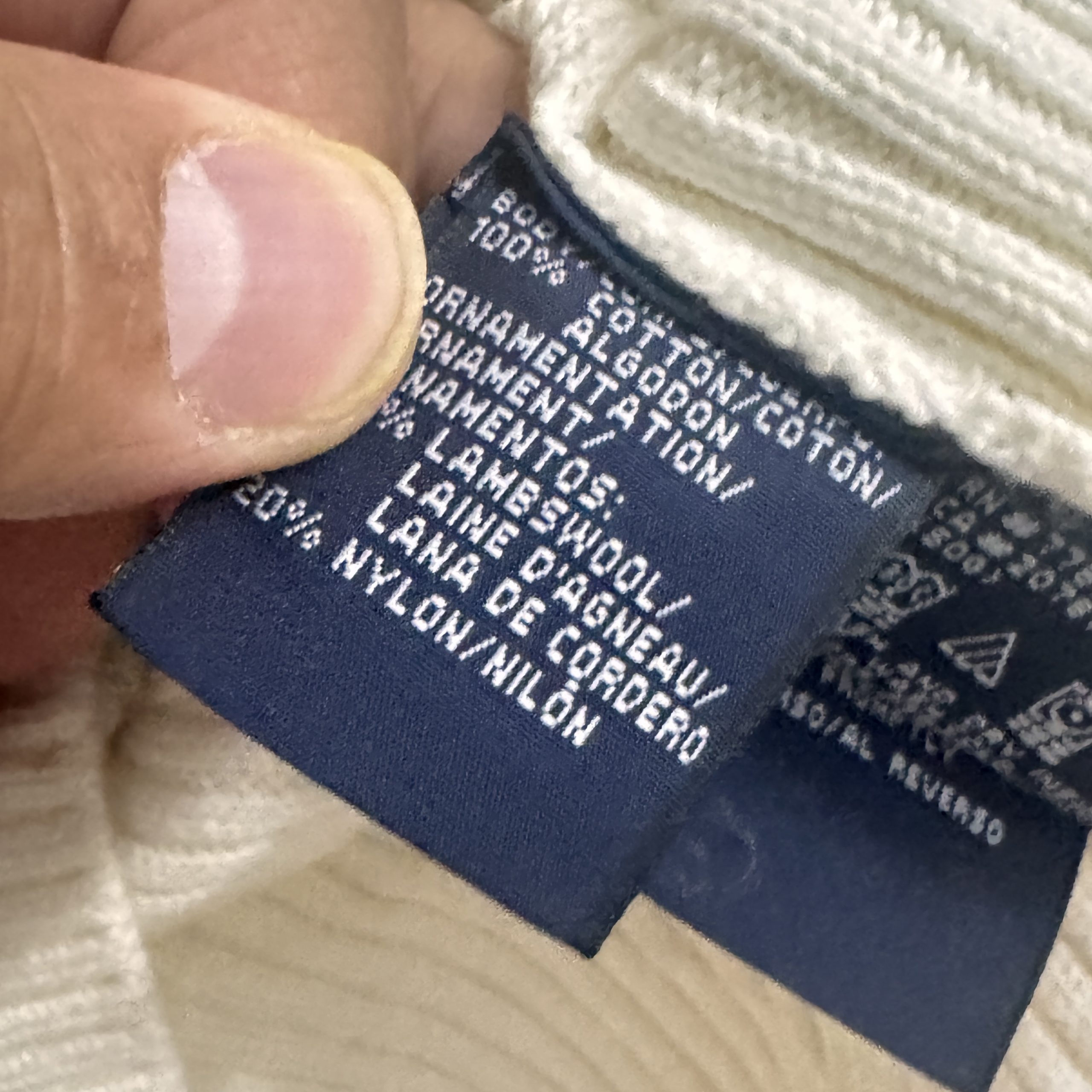Tommy Hilfiger Cream Ribbed V-Neck Sweater Medium 2714 image 7