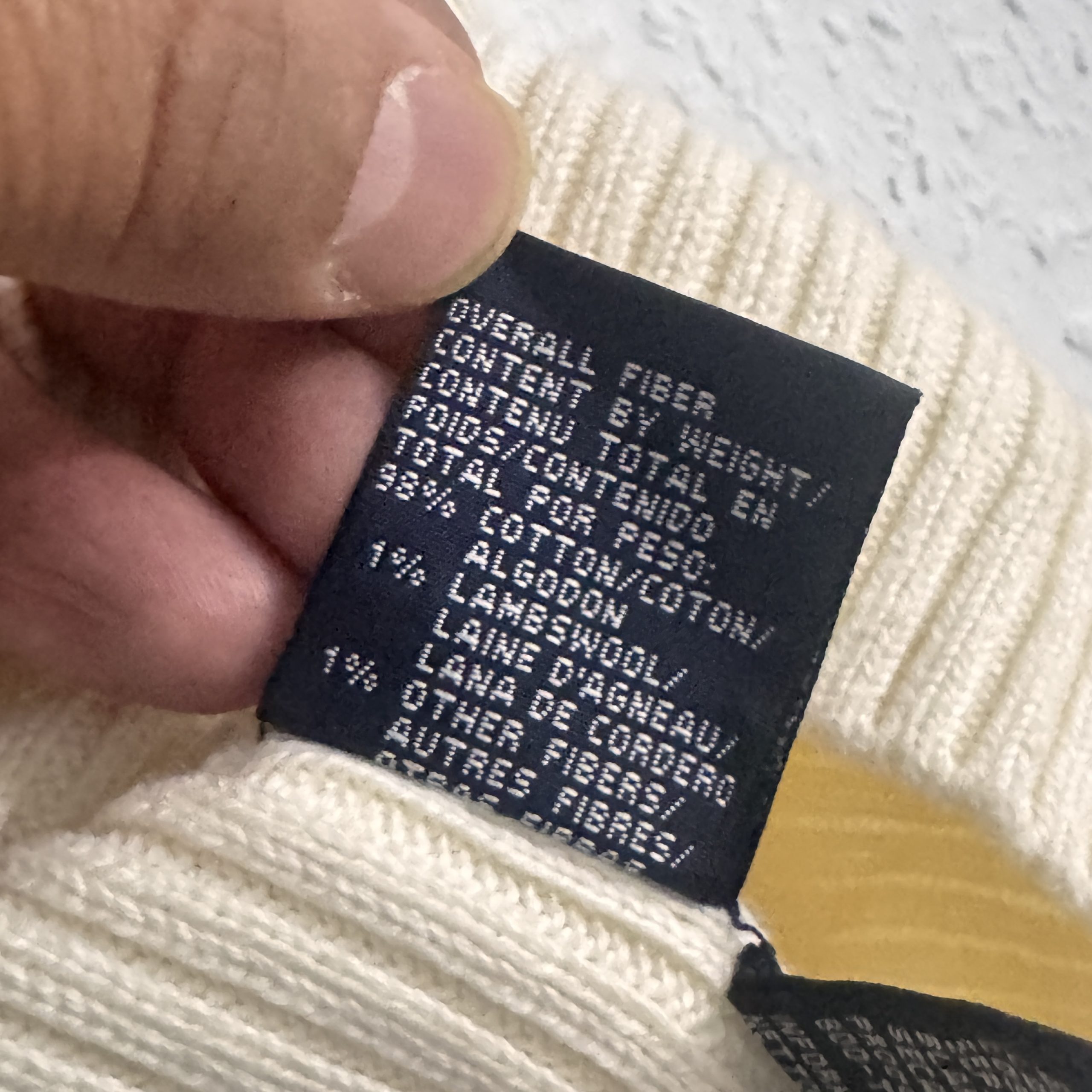 Tommy Hilfiger Cream Ribbed V-Neck Sweater Medium 2714 image 10
