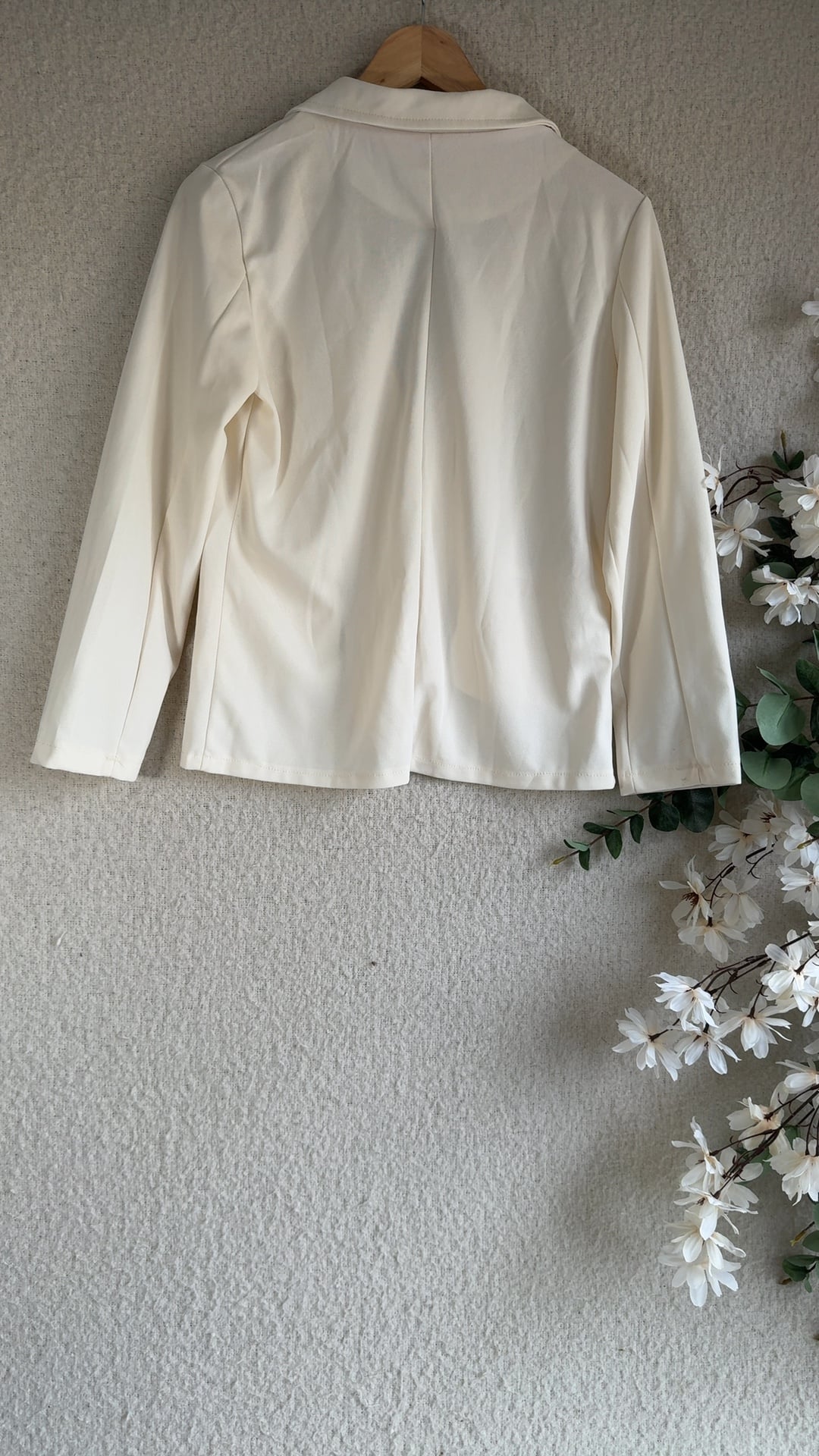 HuaXiYun Cream Single Button Tailored Jacket UK M Lightweight Office Blazer
