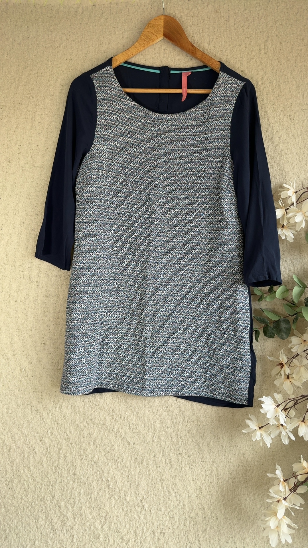 White Stuff Navy Blue & Multi Colour Long Sleeve Dress UK 12 Casual Boho Style