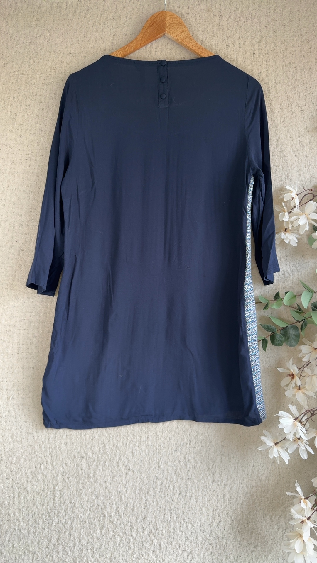 White Stuff Navy Blue & Multi Colour Long Sleeve Dress UK 12 Casual Boho Style image 4
