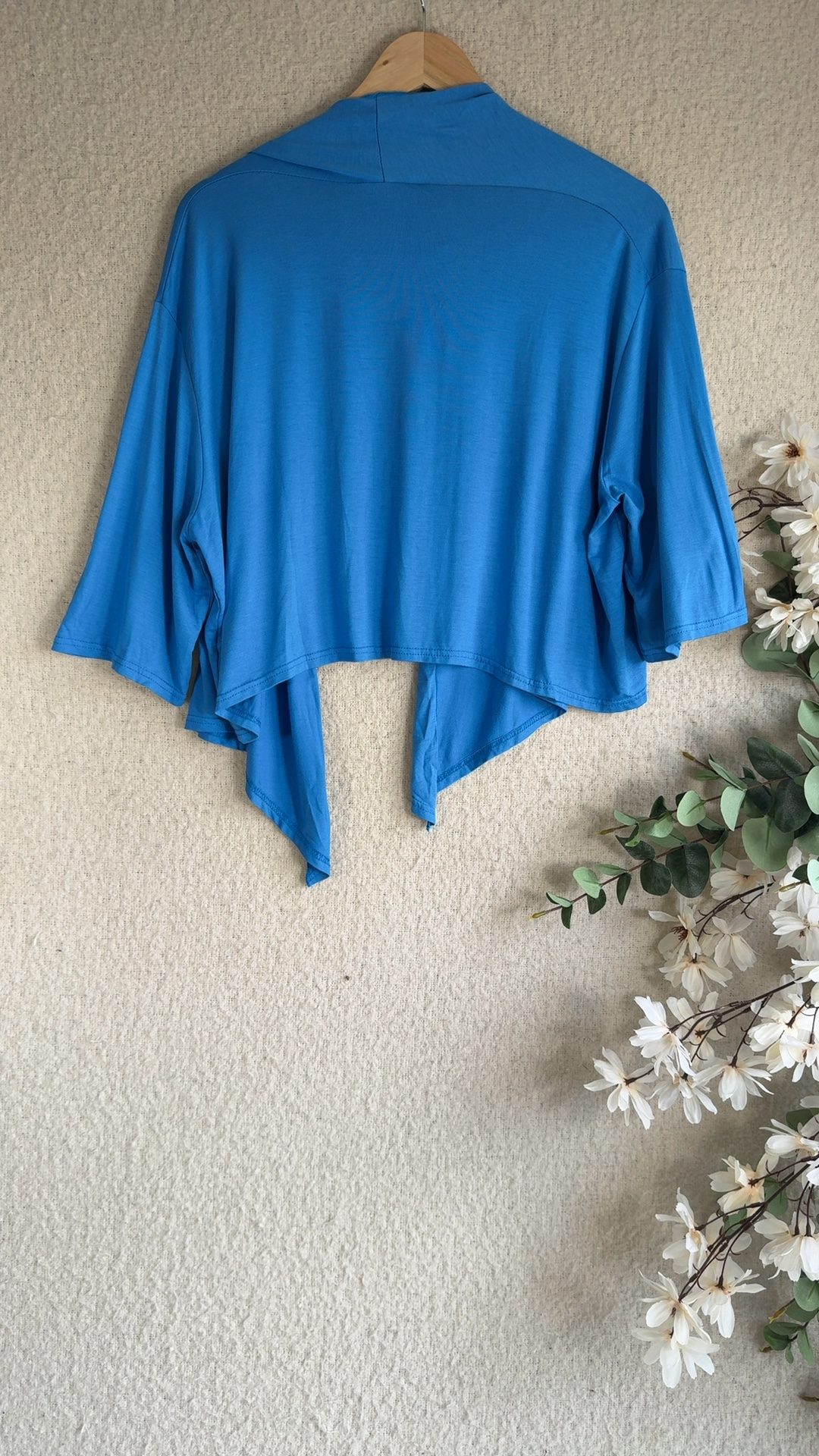 Tilletts Blue Open Front Waterfall Cardigan UK One Size Lightweight Knitwear image 4