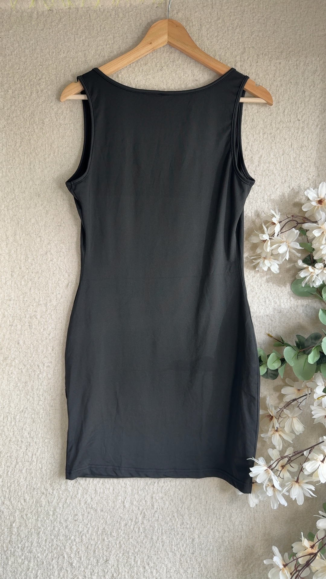 SHEIN Black Graphic Sleeveless Dress UK 8 Power & Money Print