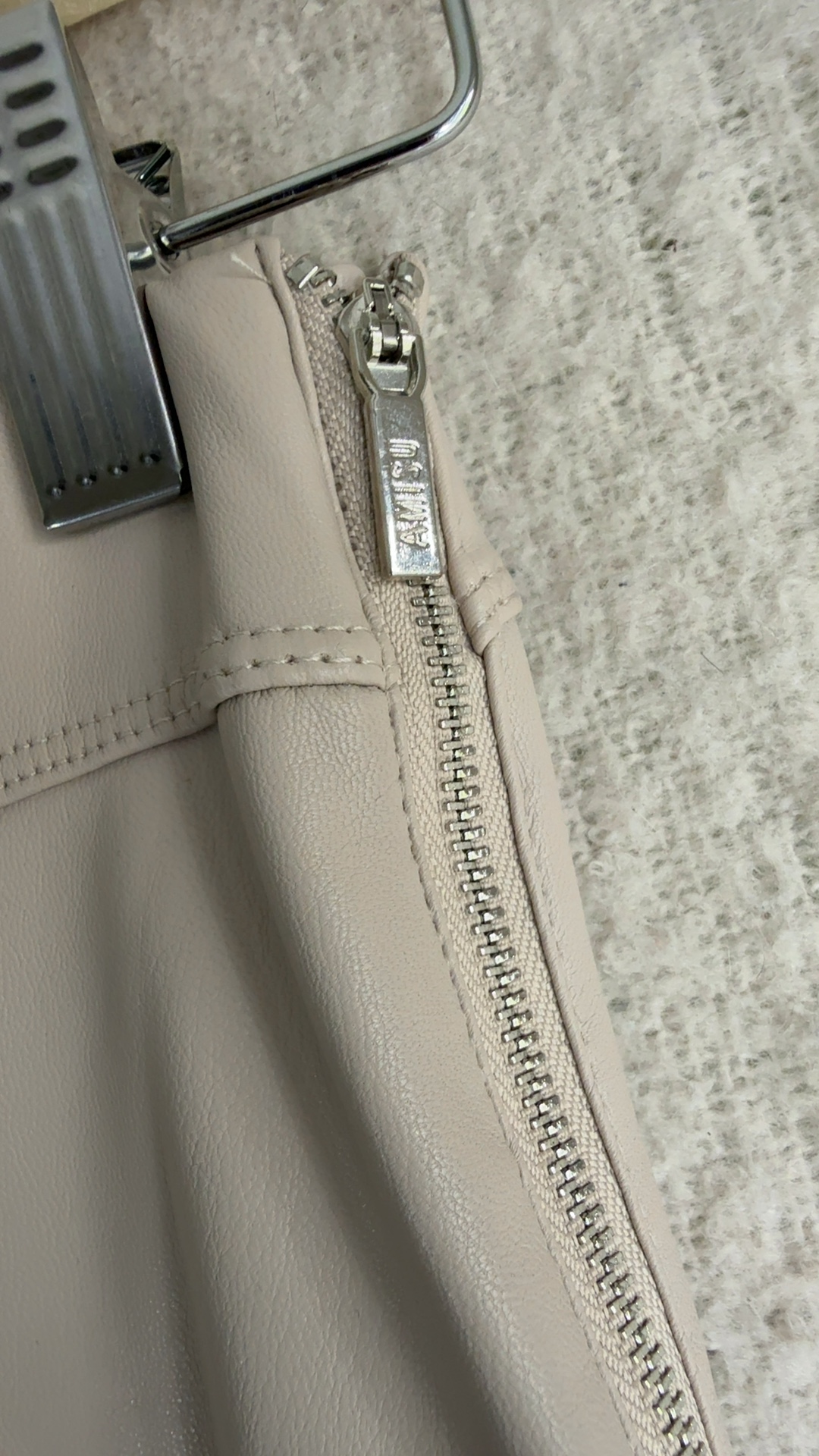 Amisu Beige Faux Leather Skinny Pants UK 8 Stylish High Waist Trousers image 2