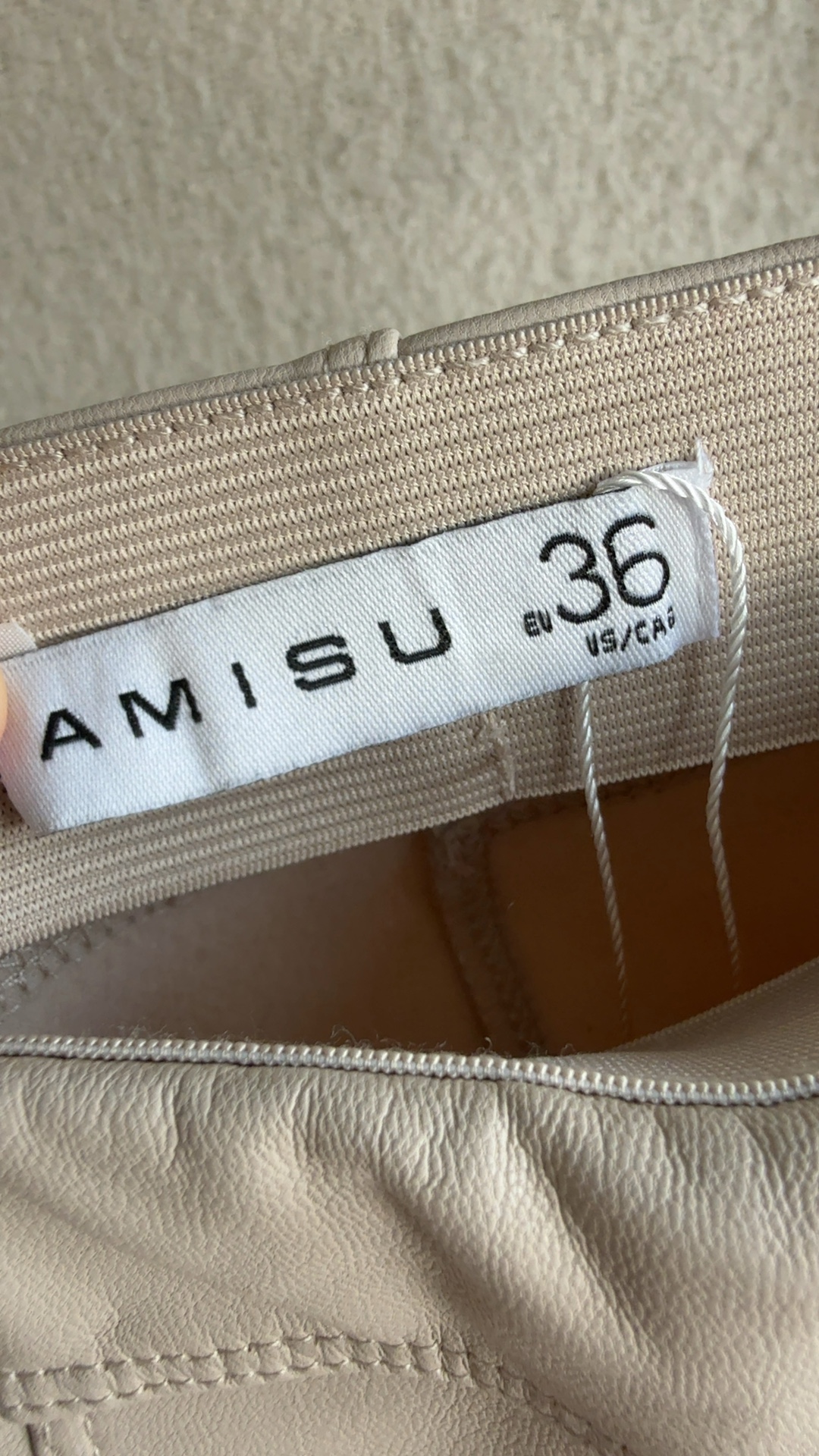 Amisu Beige Faux Leather Skinny Pants UK 8 Stylish High Waist Trousers image 3