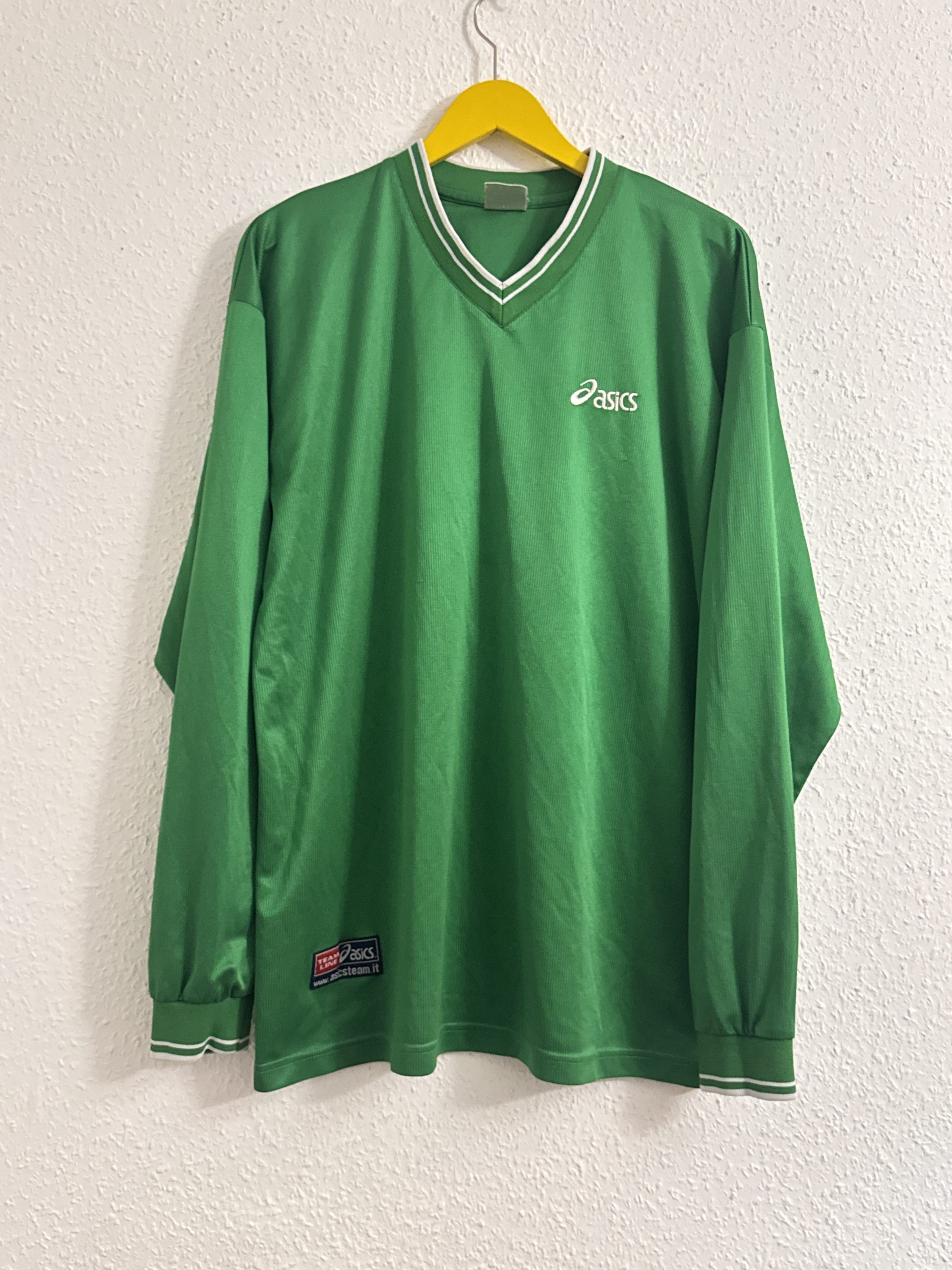 Asics Green Long Sleeve V-Neck Sports Top Size XL 2849