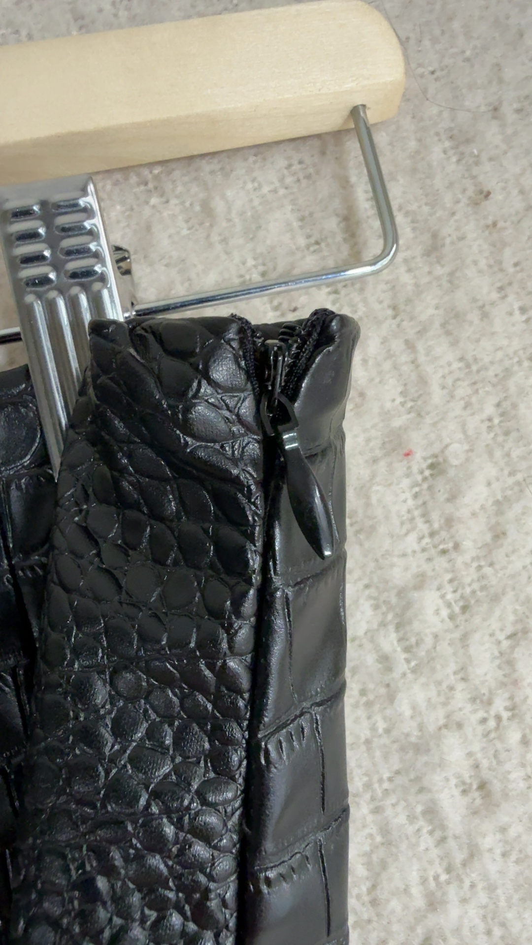 SHEIN Black Faux Croc Mini Skirt UK Medium Stylish High Waist Zip Detail image 5