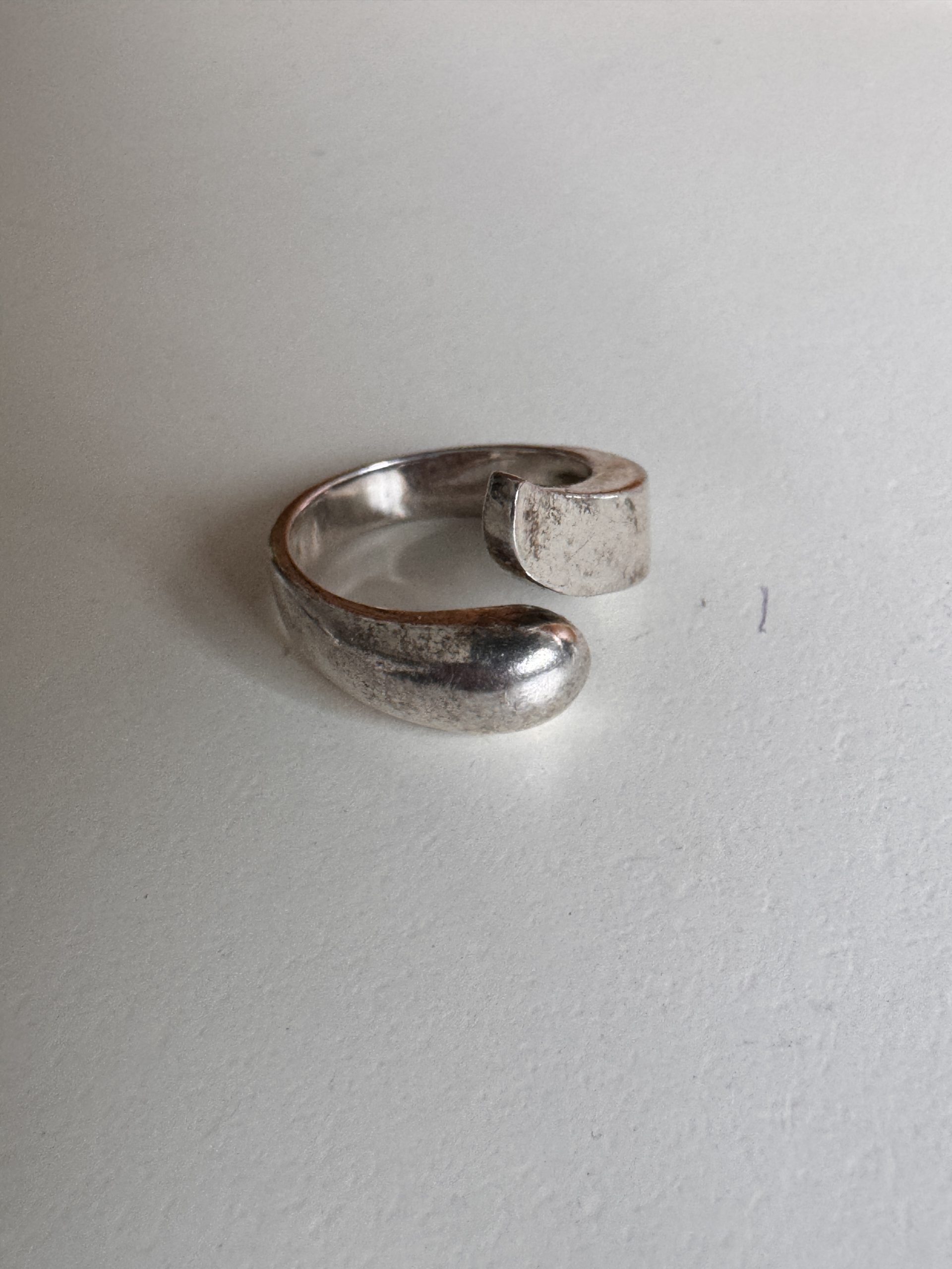 Vintage 925 Silver Open Ring Size 19 Rustic Finish 4