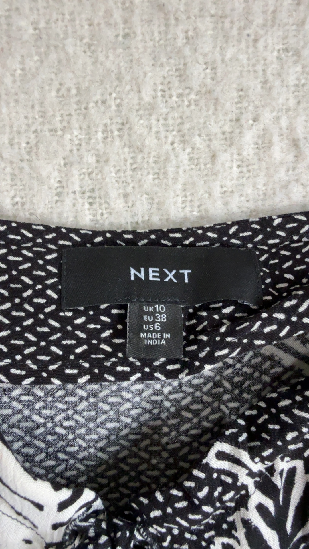 Next Black & White Leaf Print Strappy Dress UK 10 Lightweight Viscose Summer image 3
