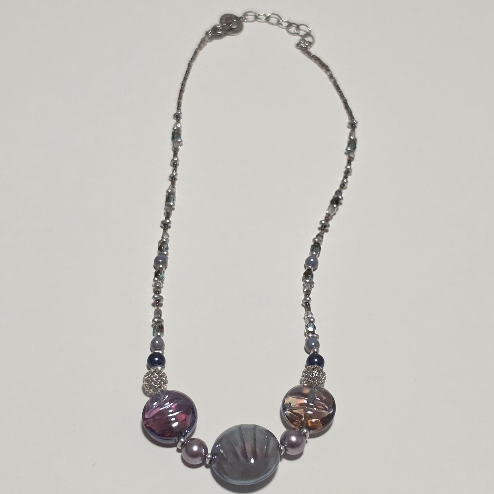 Antica Murrina Purple & Grey Beaded Necklace Adjustable