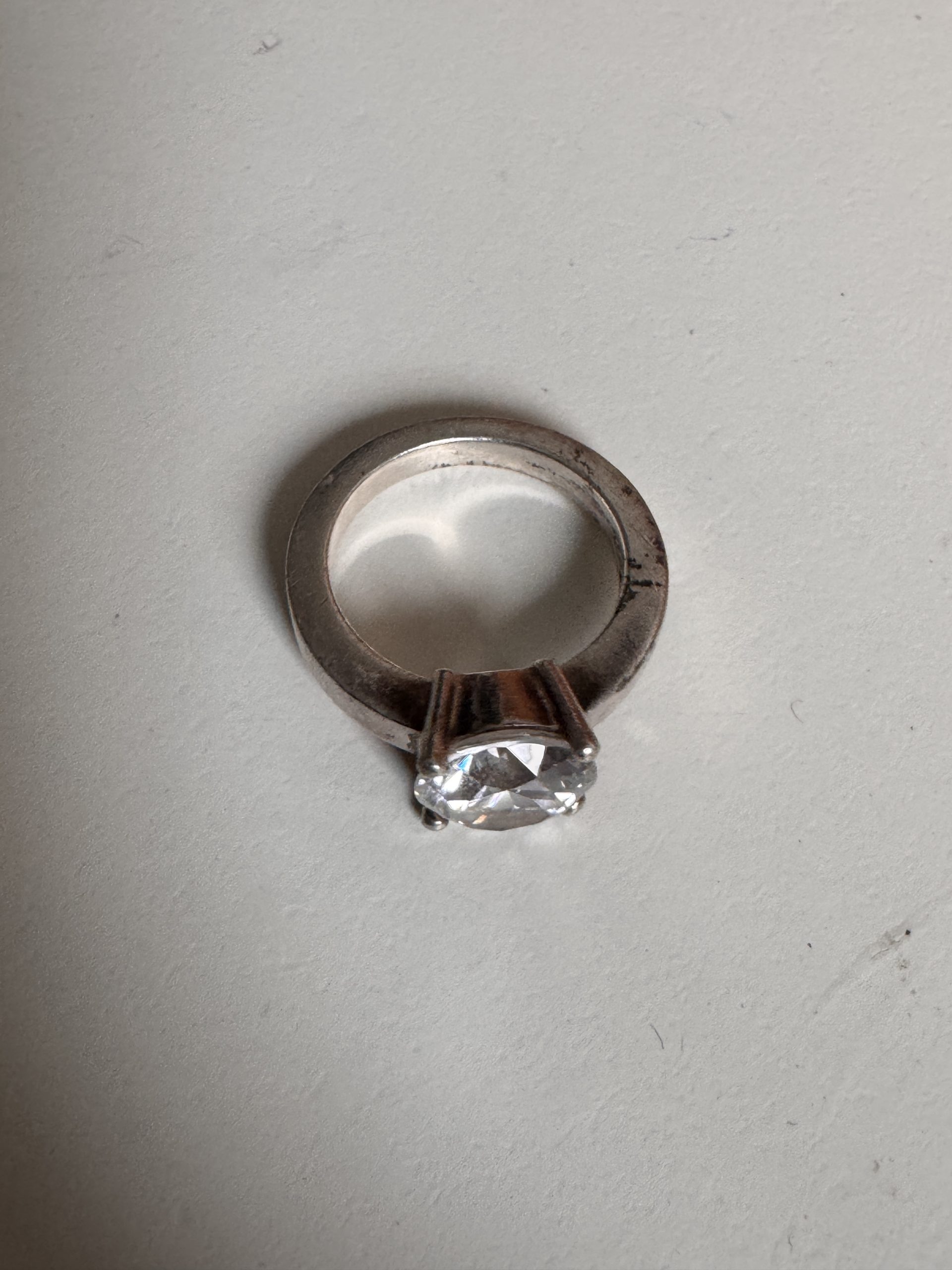 925 Silver Crystal Ring One Size 19