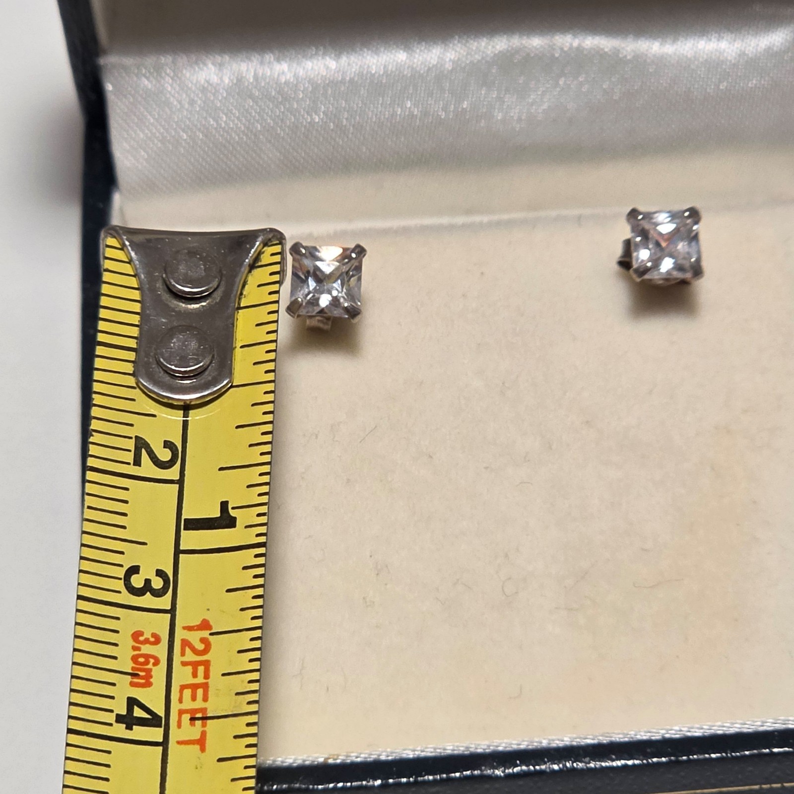 925 sterling silver Clear Crystal Stud Earrings image 2