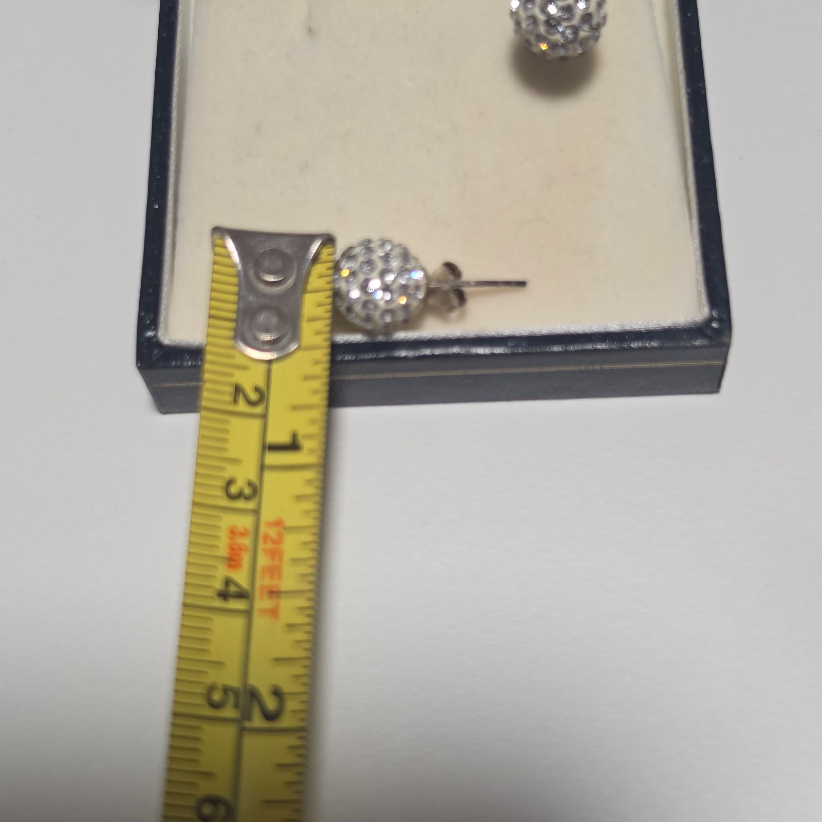 925 sterling Silver Tone Crystal Pave Ball Stud Earrings image 4