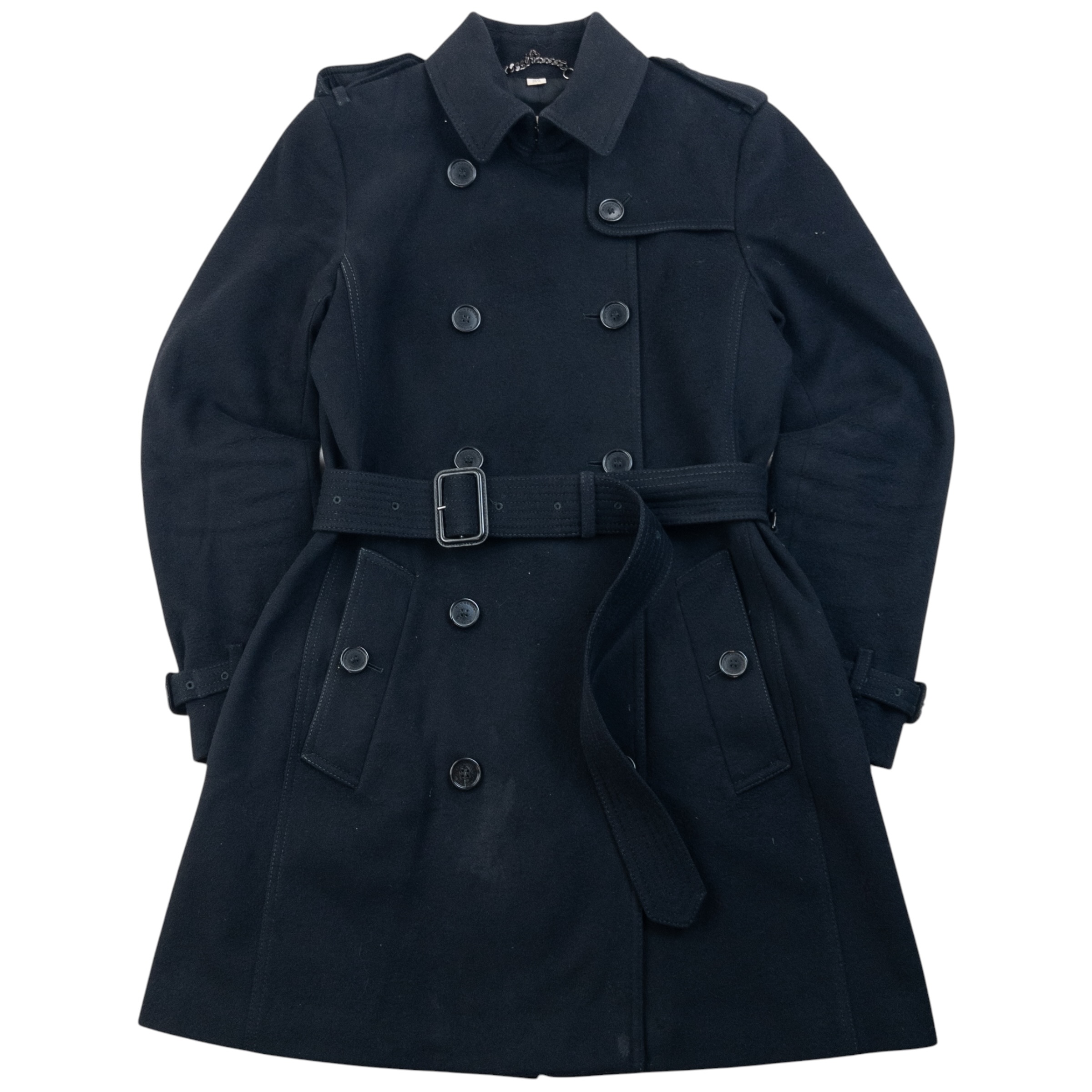 Vintage 2000s Burberry Belt Waist Wool Trench Jacket Womens Size M