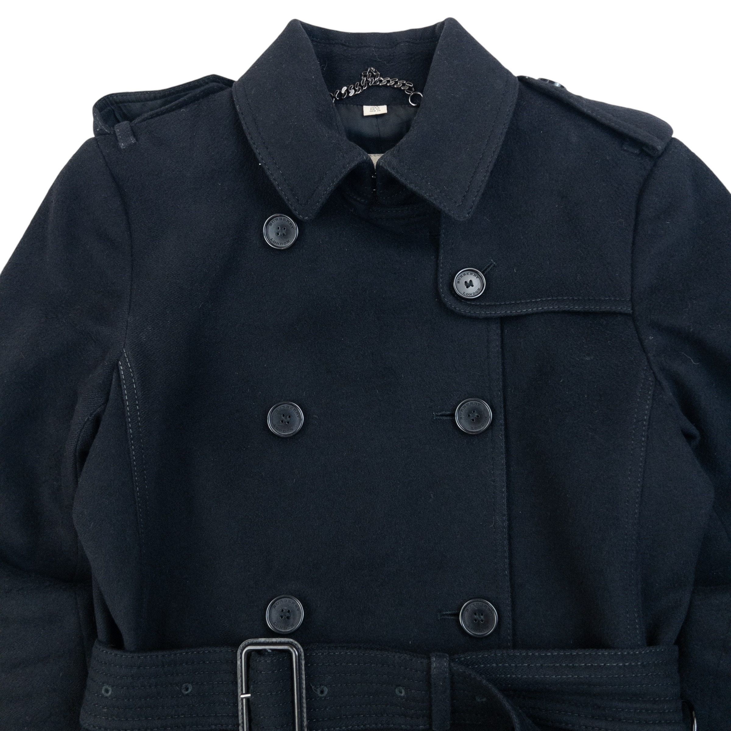 Vintage 2000s Burberry Belt Waist Wool Trench Jacket Womens Size M image 3