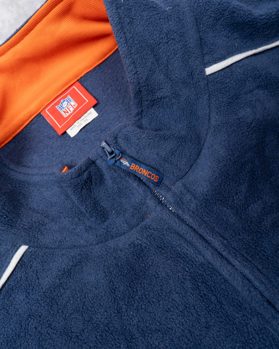 NFL Denver Broncos Navy & Orange Fleece 2XL Pullover Jacket image 4