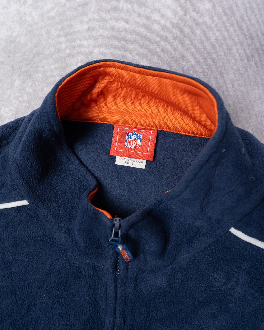NFL Denver Broncos Navy & Orange Fleece 2XL Pullover Jacket image 5
