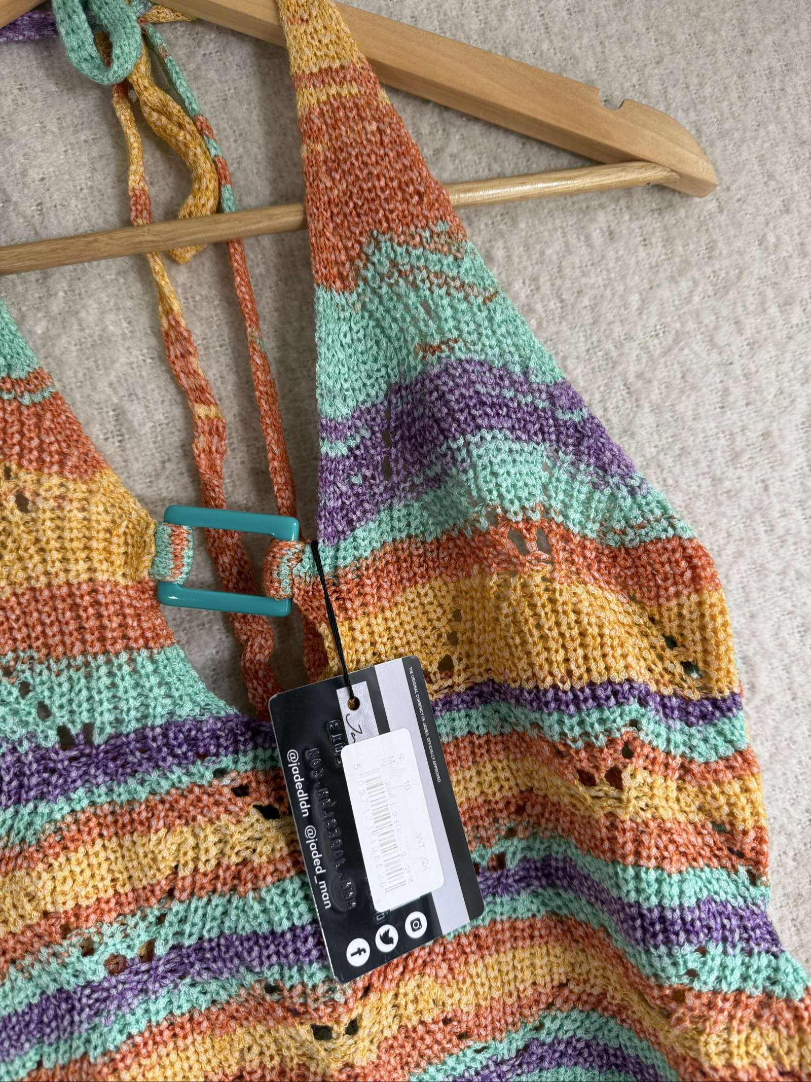 Jaded London Multi Colour Knitted Halter Crop Top One Size Unique Summer Style image 2