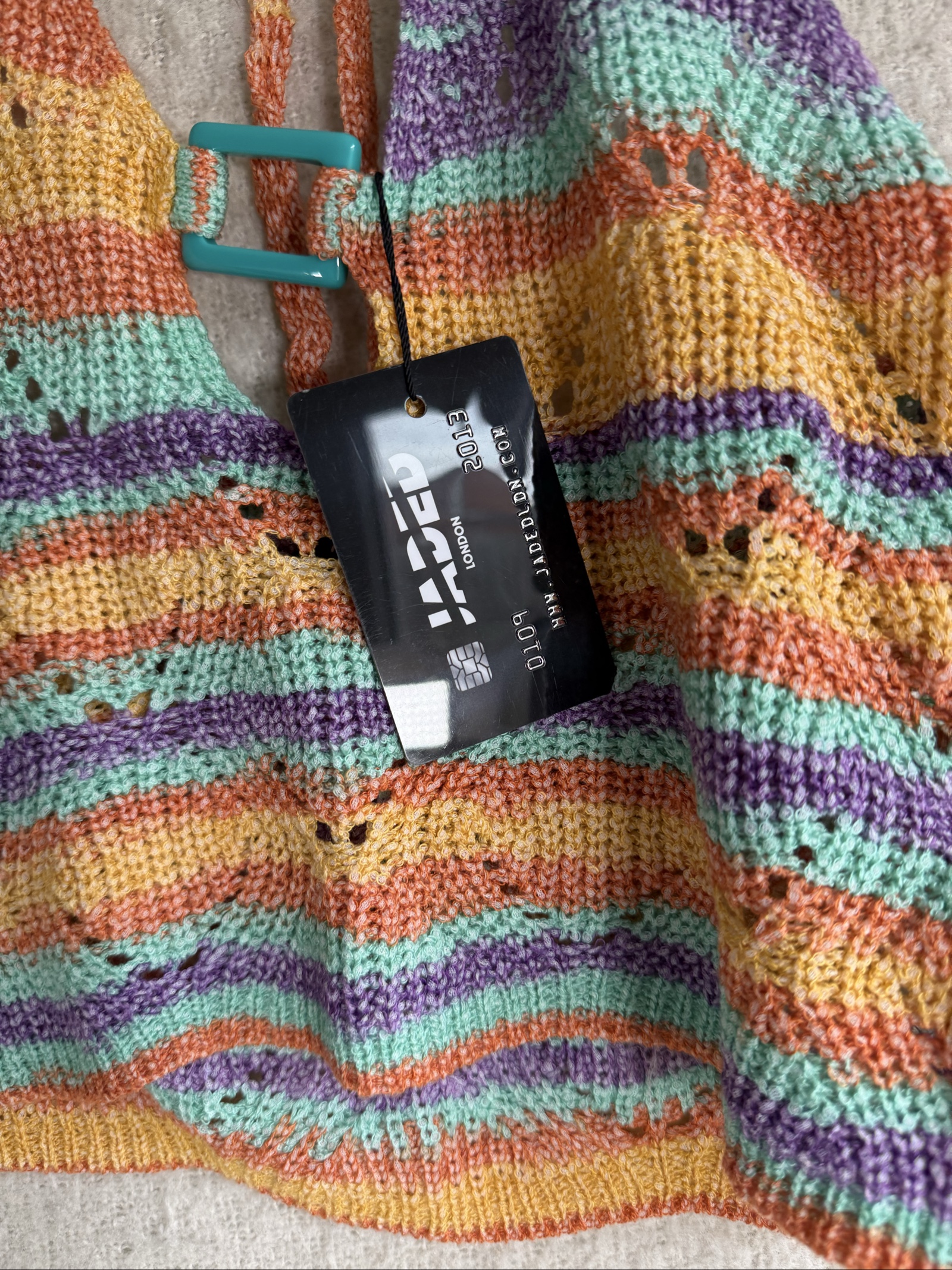 Jaded London Multi Colour Knitted Halter Crop Top One Size Unique Summer Style image 3