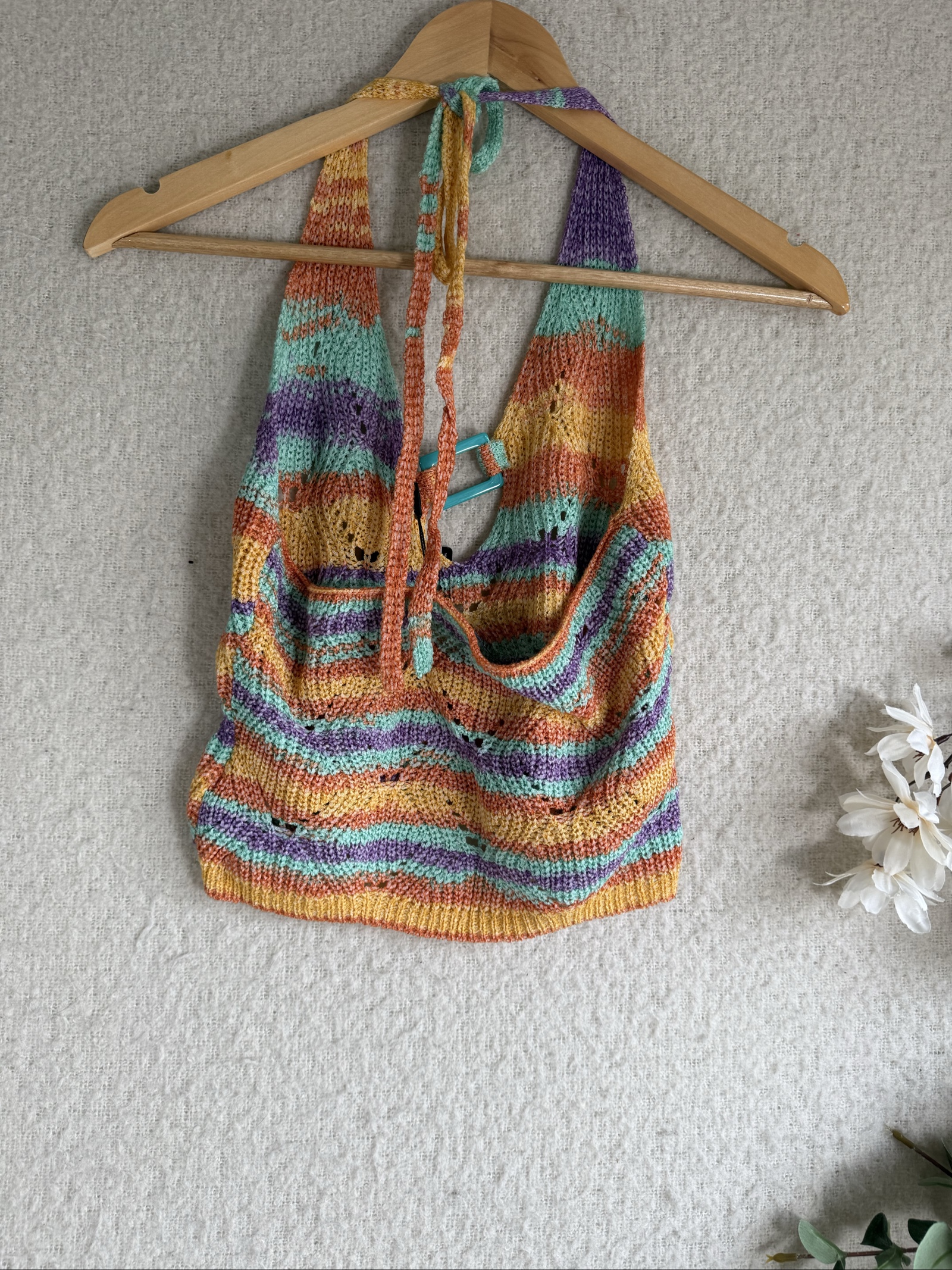 Jaded London Multi Colour Knitted Halter Crop Top One Size Unique Summer Style image 4