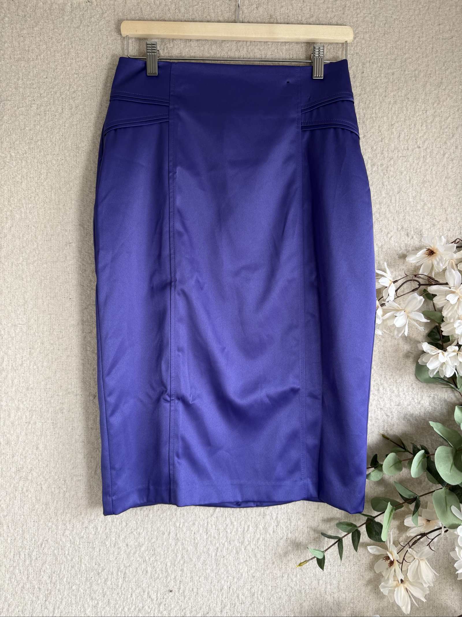 Atmosphere Purple Pencil Skirt UK 12 Satin Finish Elegant Office Classic