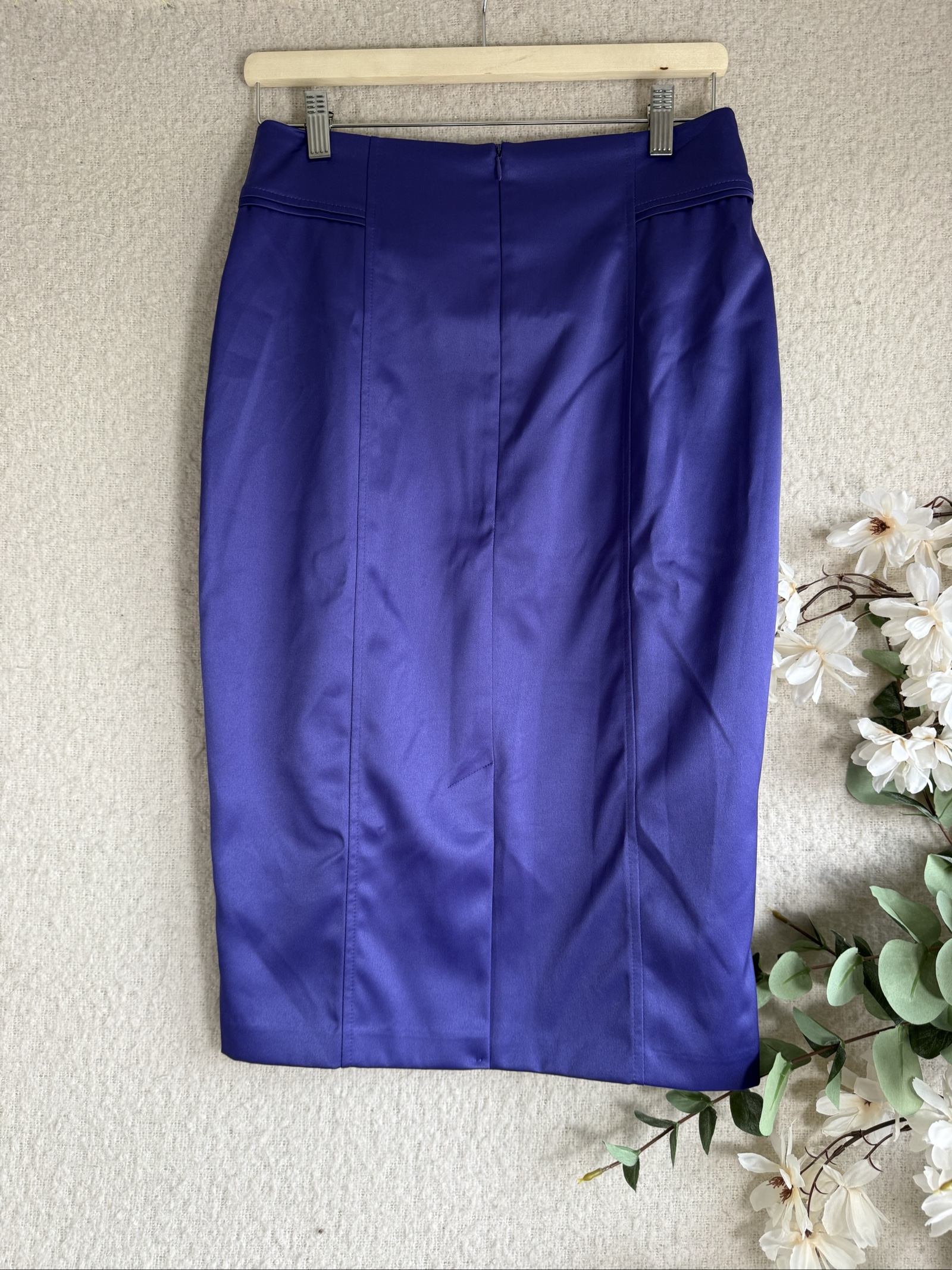Atmosphere Purple Pencil Skirt UK 12 Satin Finish Elegant Office Classic image 5