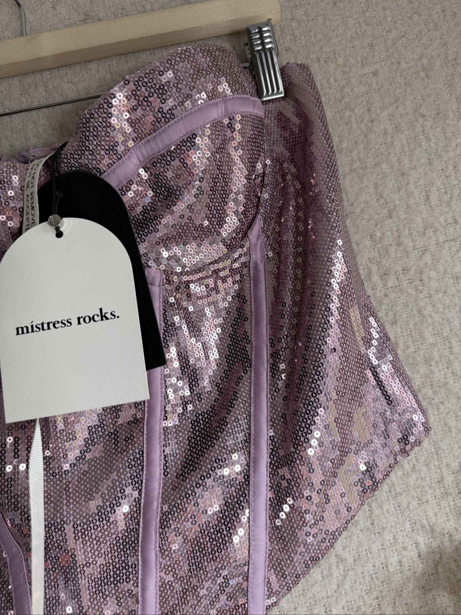 Mistress Rocks Lilac Sequin Corset L Plus Sparkly Bustier Party Top image 2