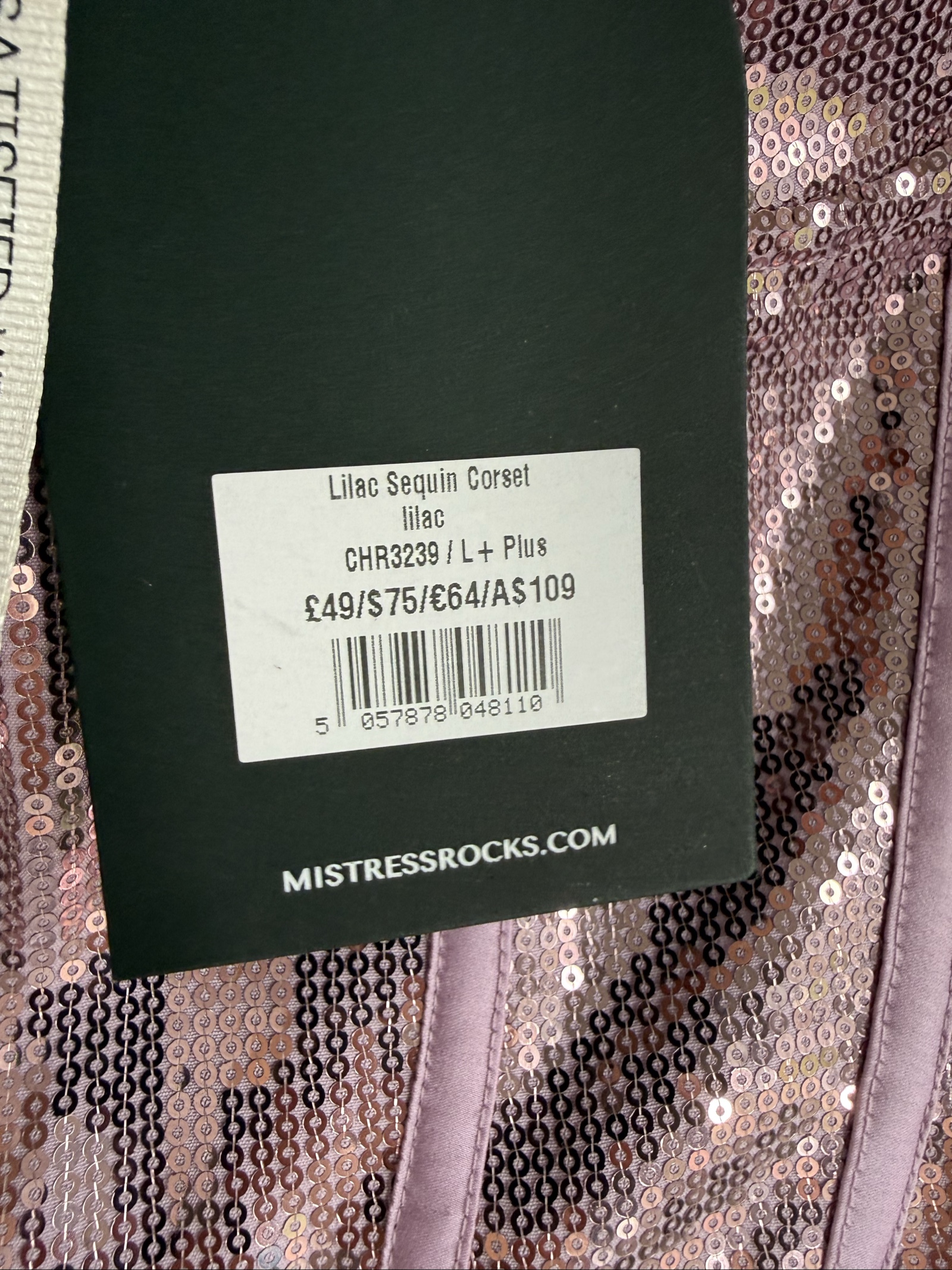 Mistress Rocks Lilac Sequin Corset L Plus Sparkly Bustier Party Top image 3