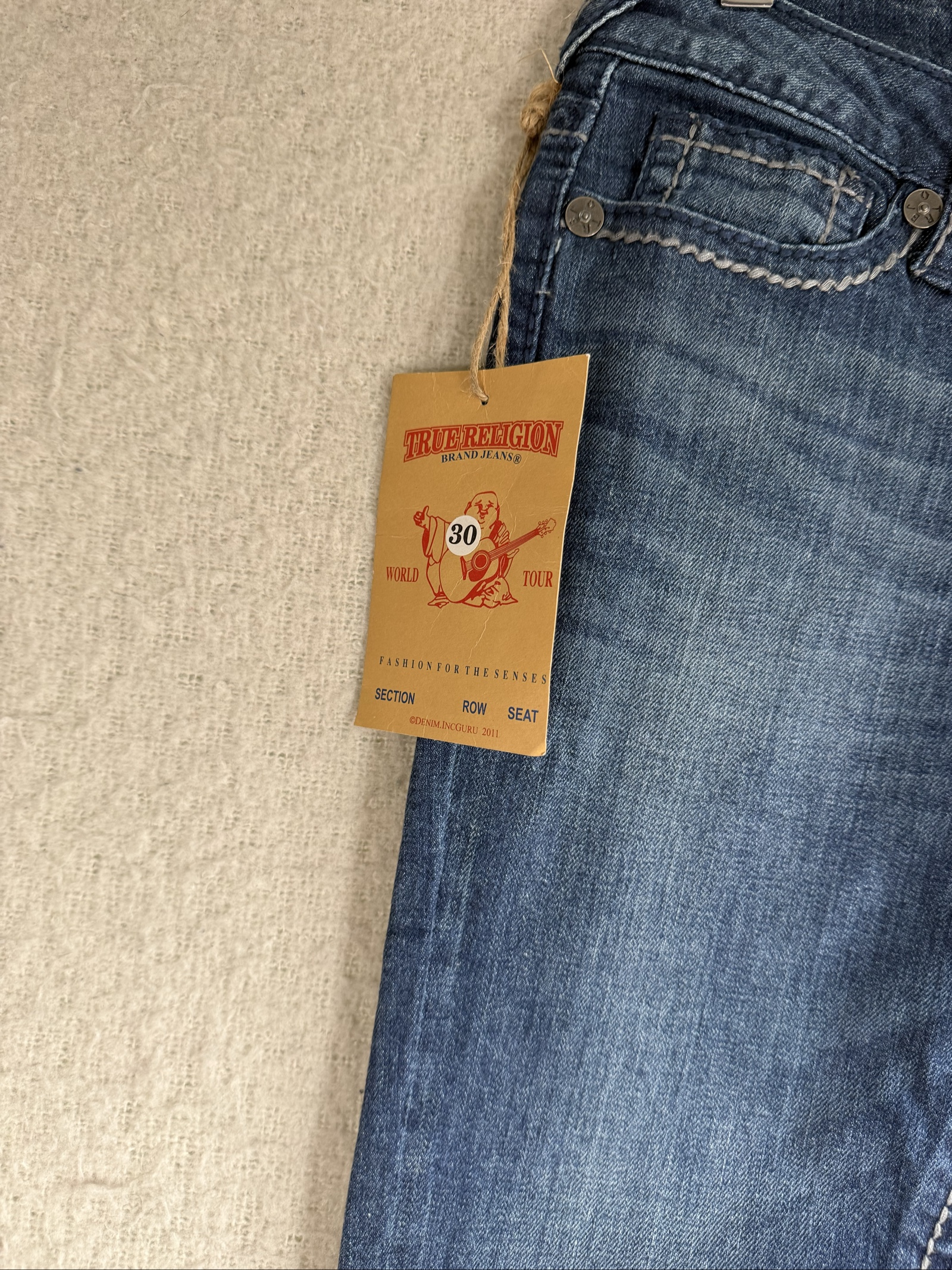 True Religion Dark Blue Denim Jeans UK 30 Slim Fit Classic Style image 8