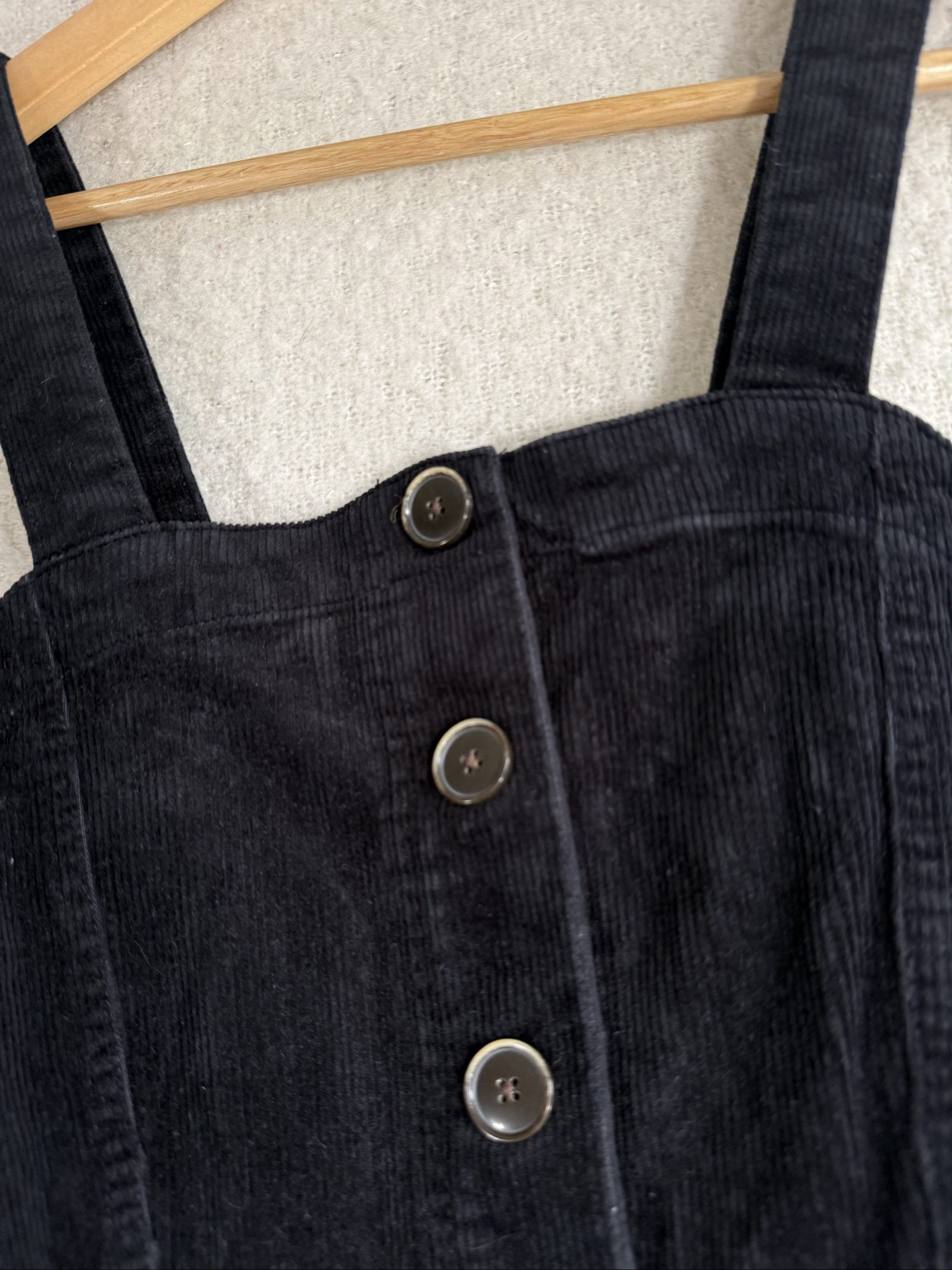 Denim Co Black Corduroy Button Front Dress UK 6 Stylish Sleeveless Pinafore image 2