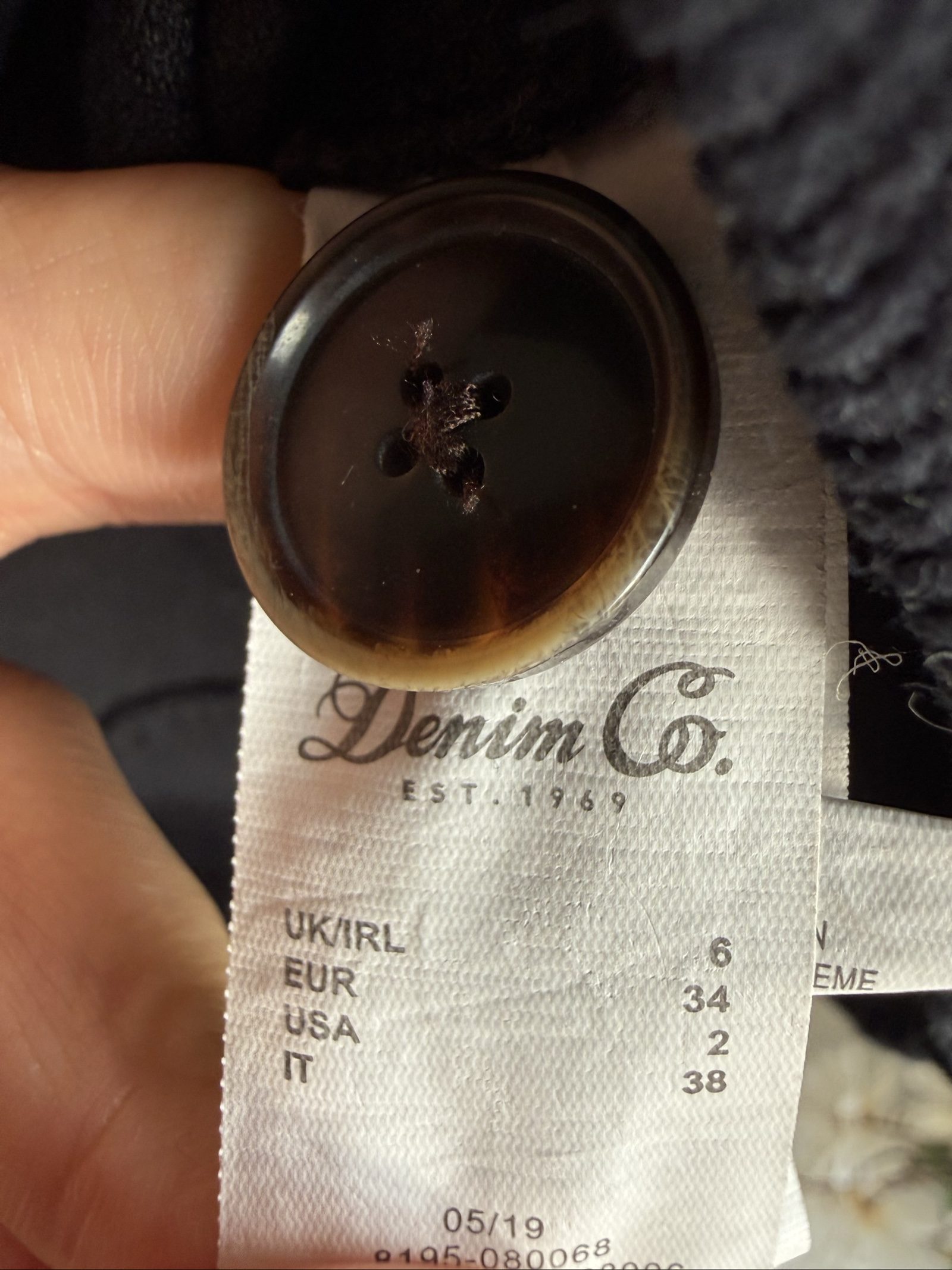 Denim Co Black Corduroy Button Front Dress UK 6 Stylish Sleeveless Pinafore image 6