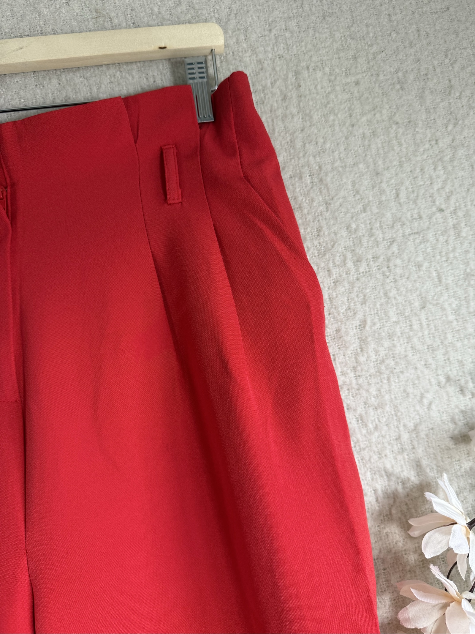 New Look Red Trousers UK 10 Classic Straight Leg High Waist Stylish Pants image 2