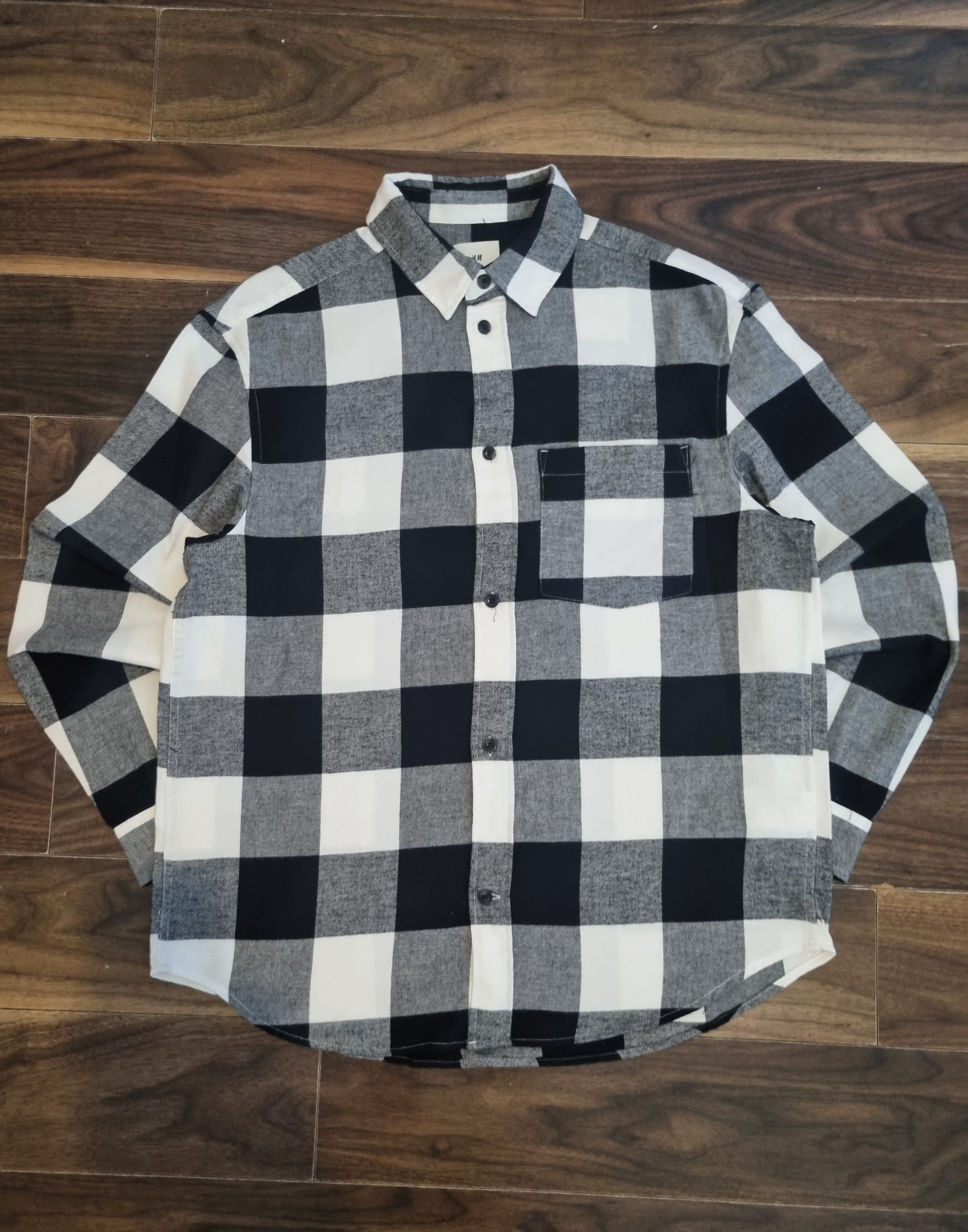 H&M Black, White & Grey Check Relaxed Fit Shirt M Chest 30 in (76 cm)