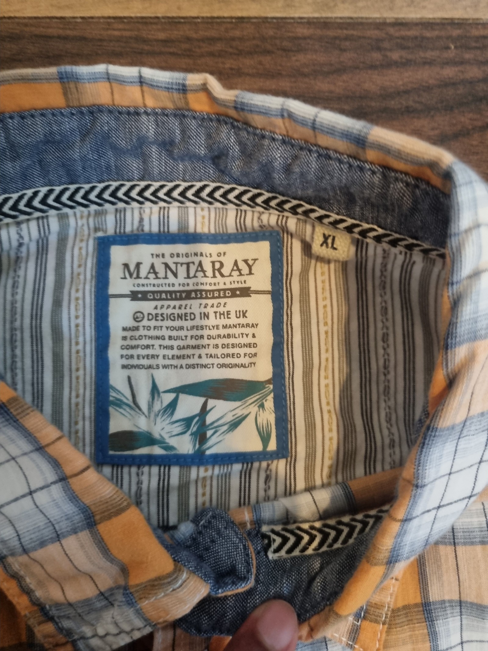 Mantaray Orange & Blue Check Shirt XL Long Sleeve Casual image 2