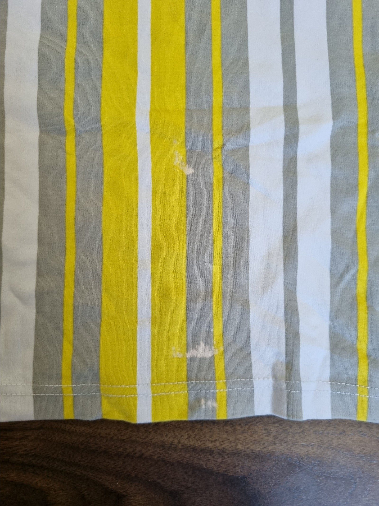 River Island Yellow, Grey & White Striped T-Shirt Large Logo Embroidered image 5