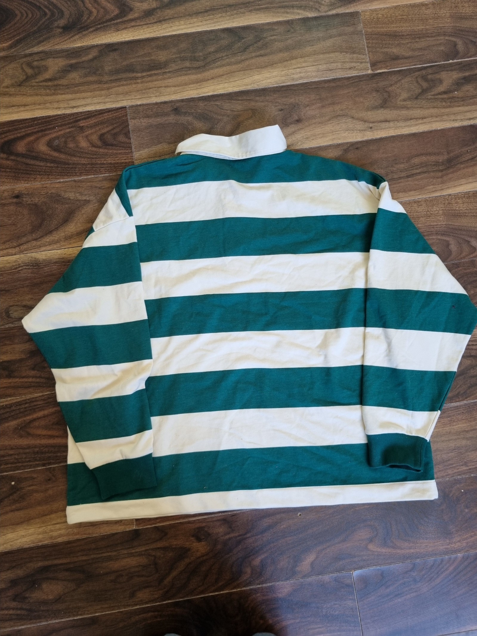 Primark Green & White Striped Rugby Shirt Large image 4